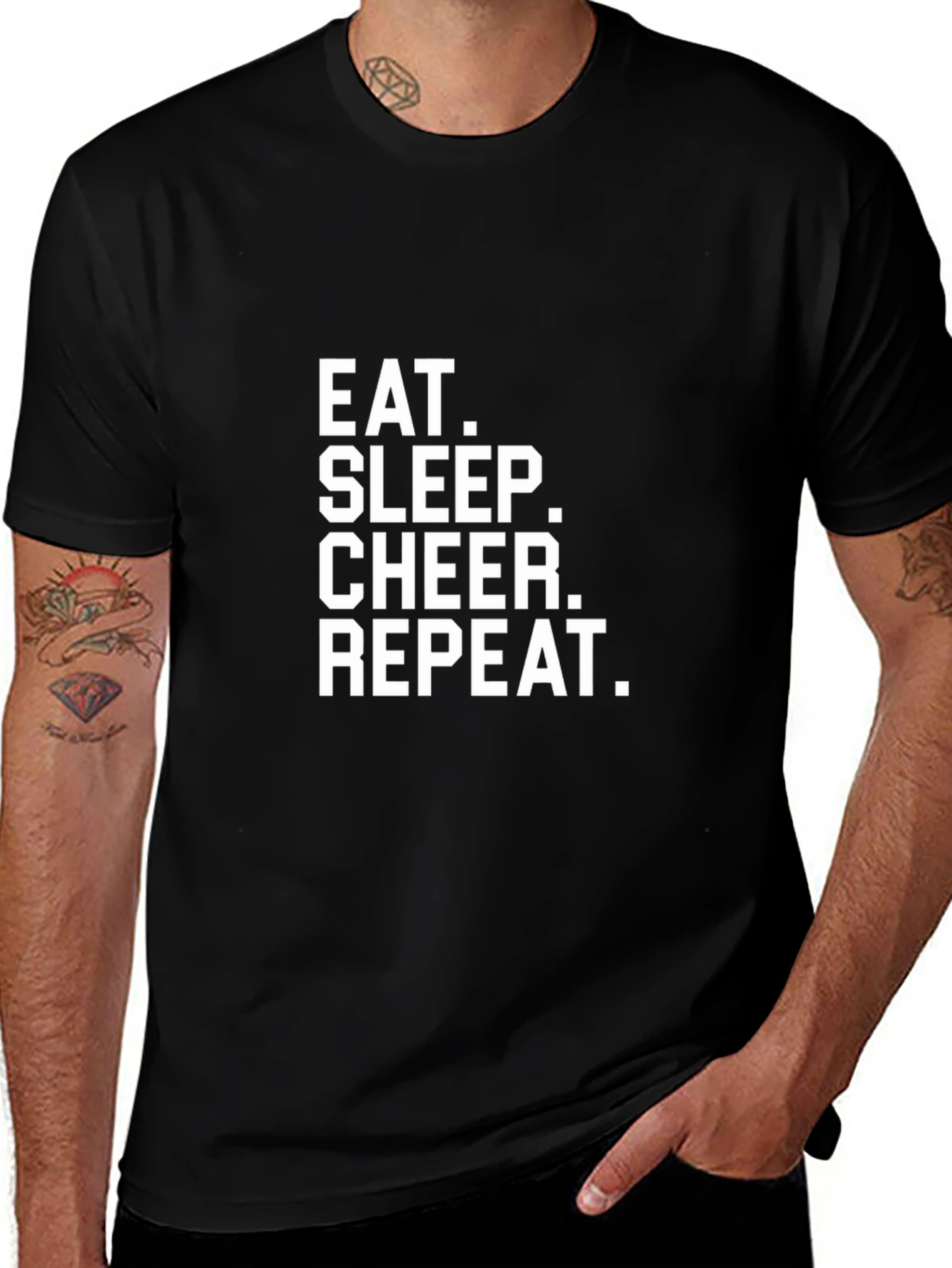Black Eat Sleep Cheer Repeat Black T-Shirt main image
