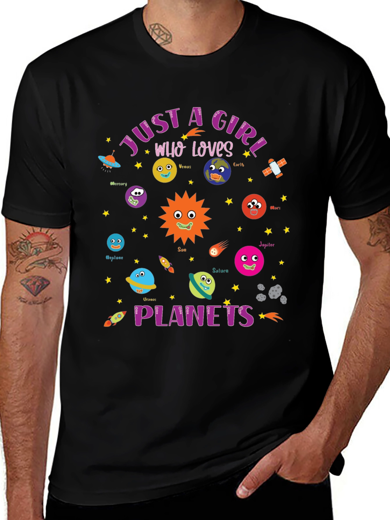Variant 10 of Girl Who Loves Planets Graphic T-Shirt