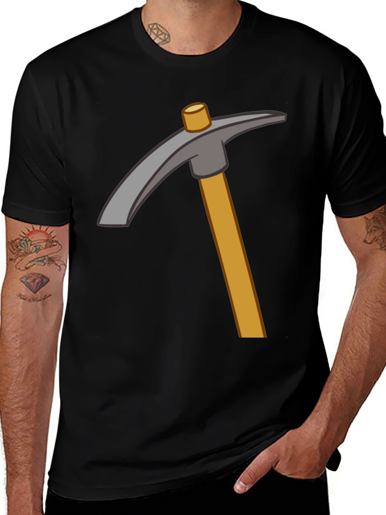 Variant 27 of Minecraft Pickaxe Graphic Tee - Black Cotton Casual T-Shirt