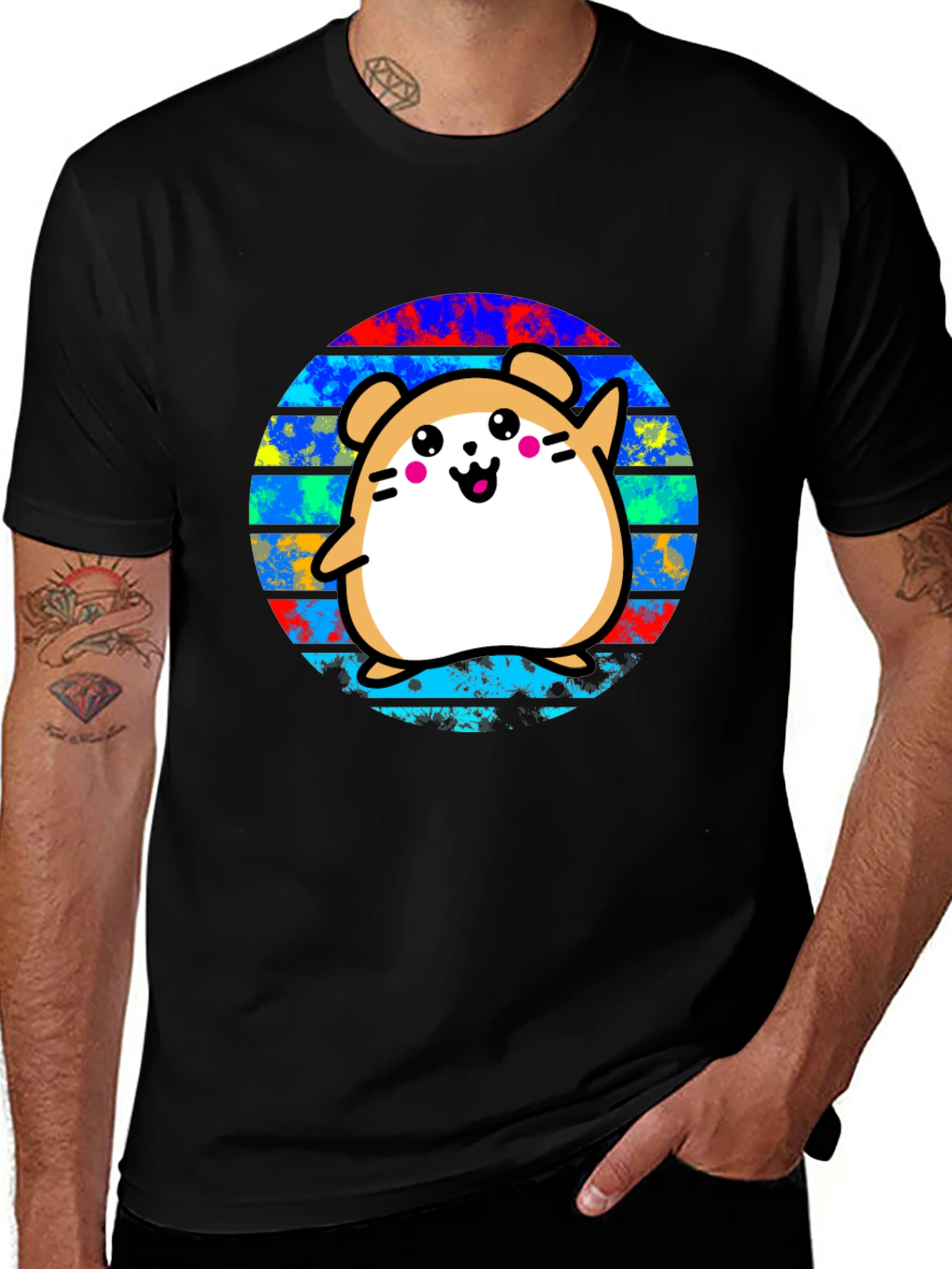 Variant 4 of Cute Hamster Graphic Black T-Shirt