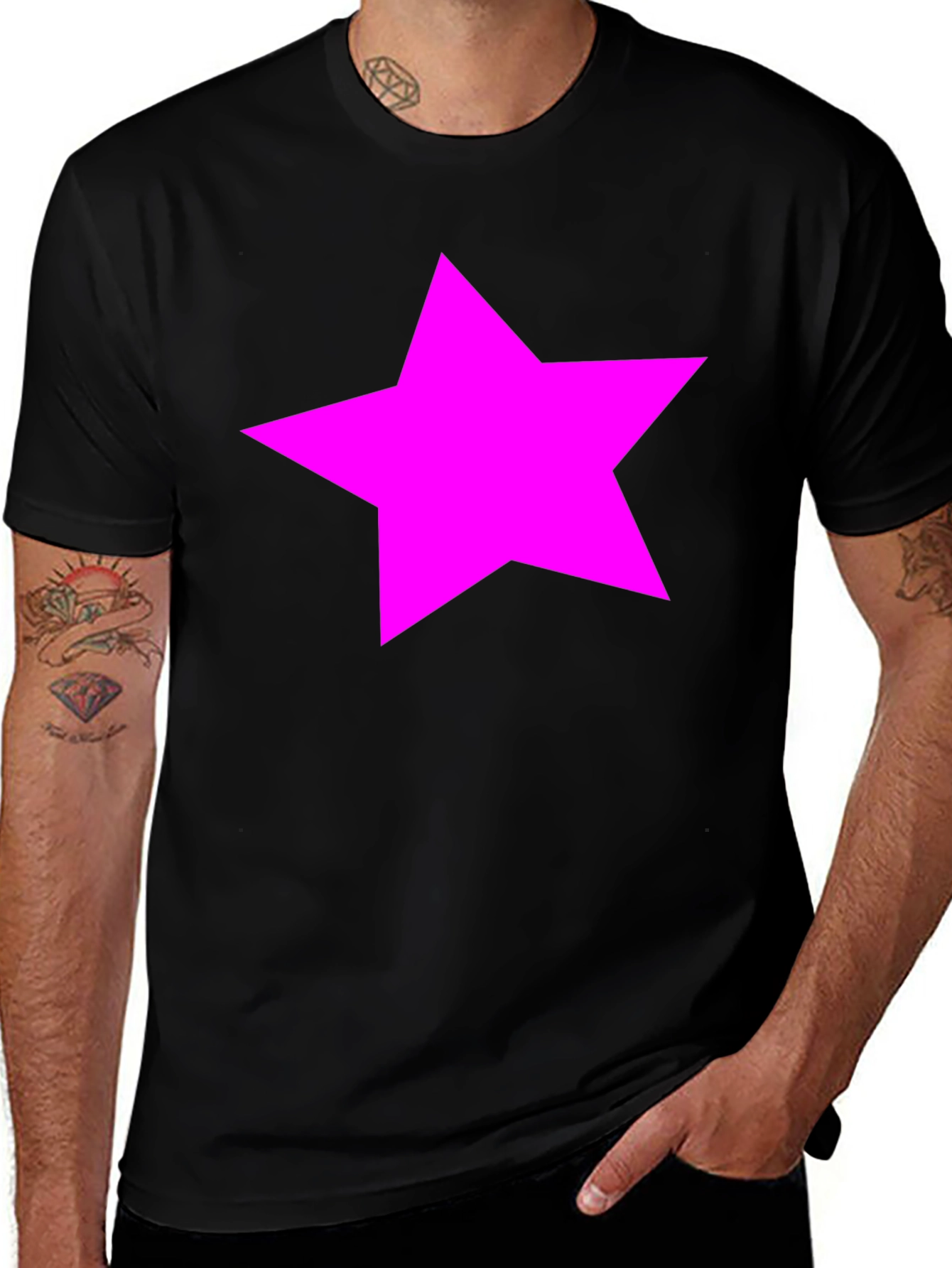 Variant 7 of Bold Star Graphic Tee - Classic Black Cotton T-Shirt
