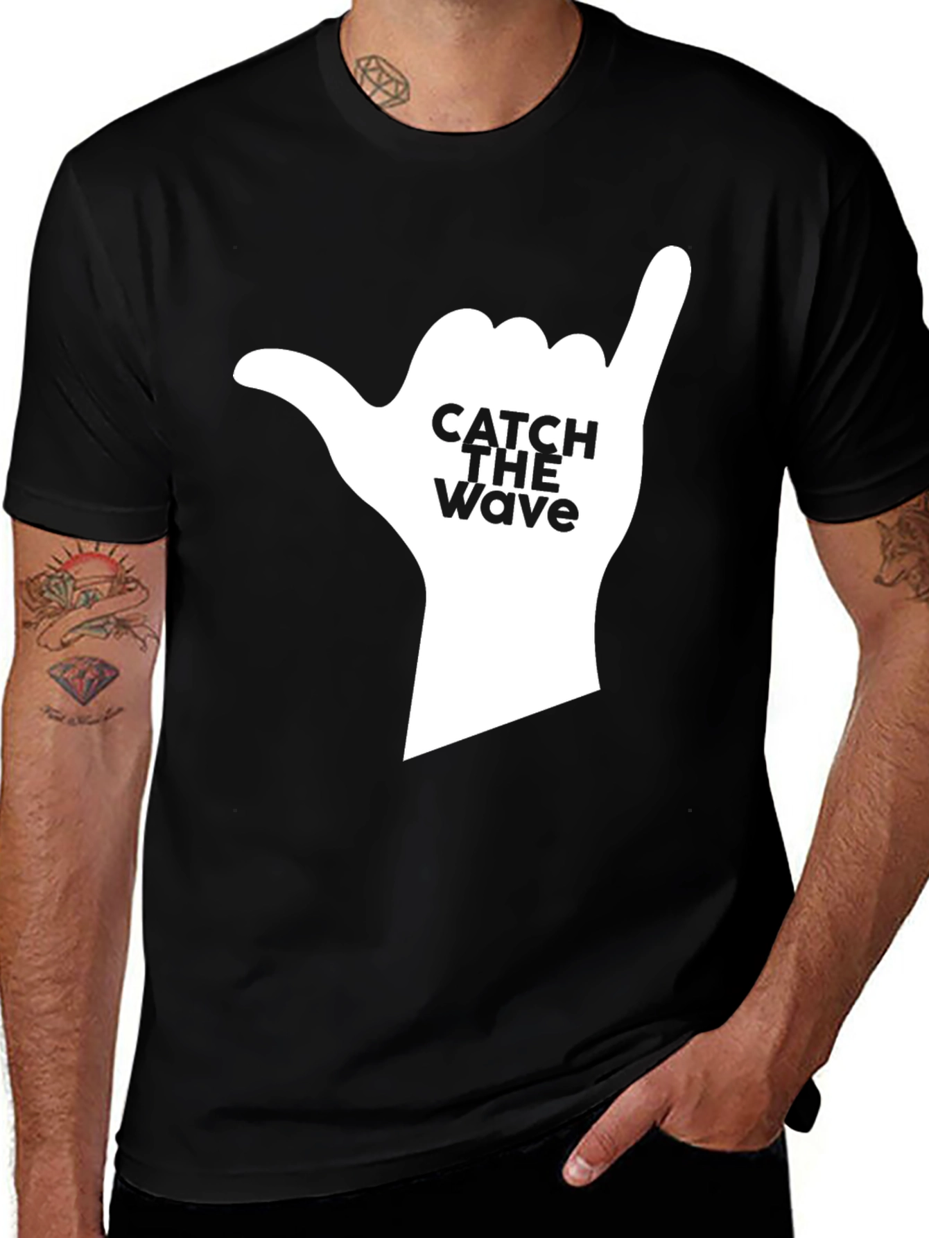Variant 28 of Catch The Wave Graphic Tee - Black