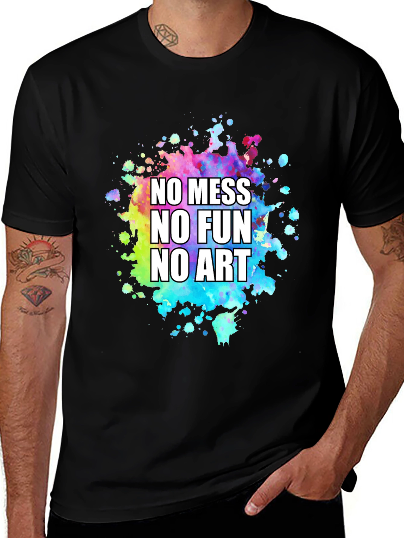 Variant 3 of No Mess No Fun No Art Graphic Tee - Black