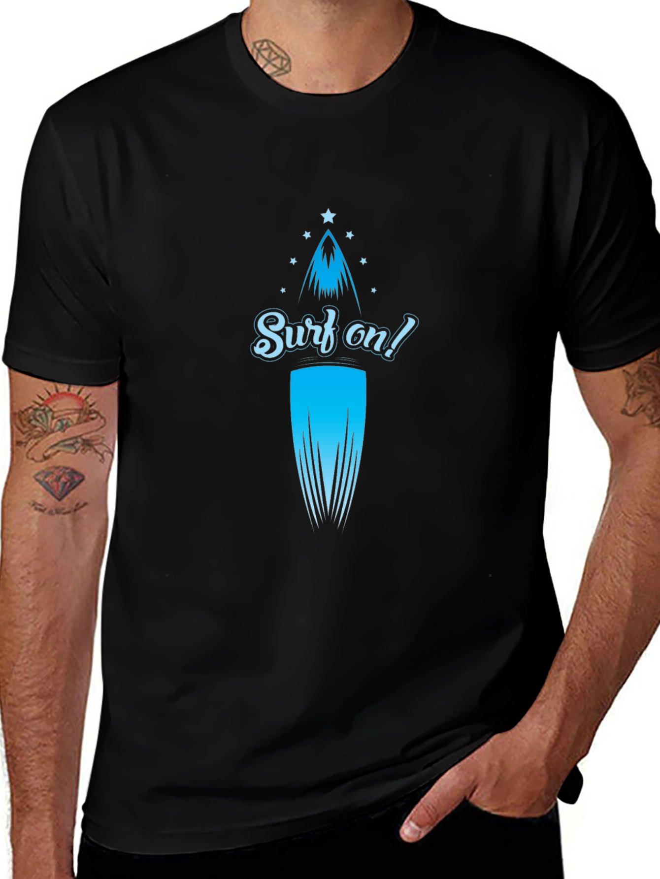 Variant 20 of Surf On Graphic Tee - Black Cotton T-Shirt