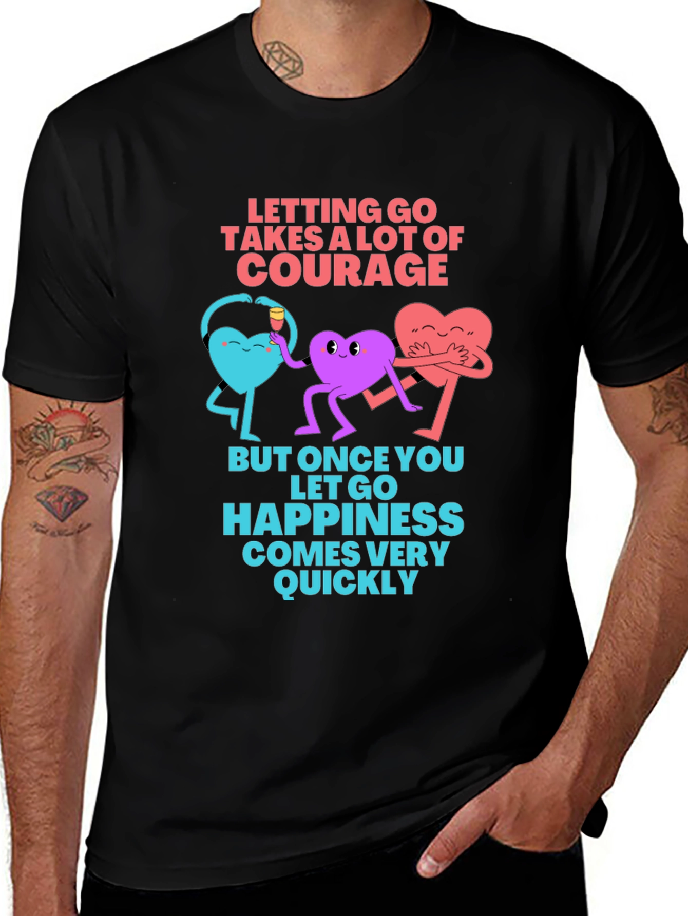 Variant 26 of Courage Heart Graphic Tee - Happiness Motivational T-Shirt