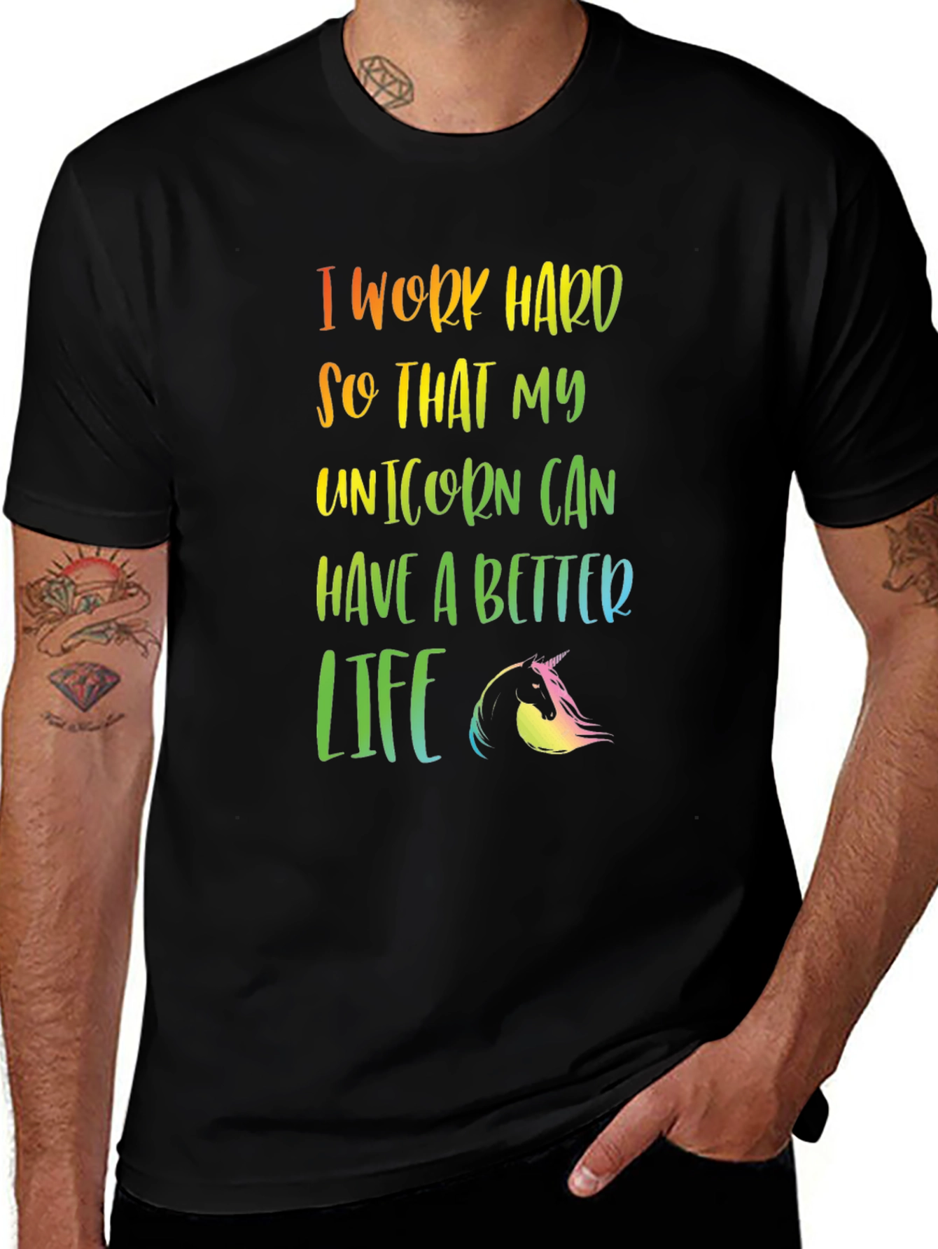 Variant 27 of Unicorn Life T-Shirt - Rainbow Text