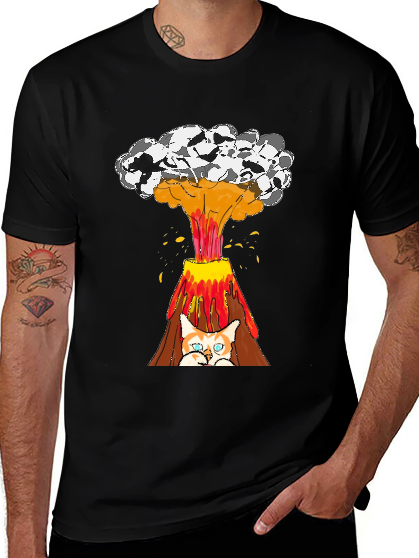 Variant 23 of Cat Volcano T-Shirt - Explosive Style