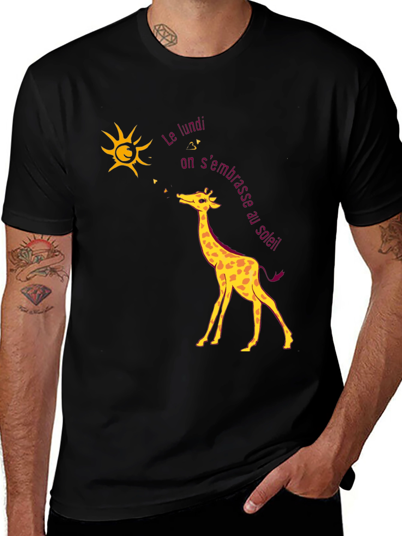 Variant 13 of Giraffe and Sun T-Shirt - Unique Design