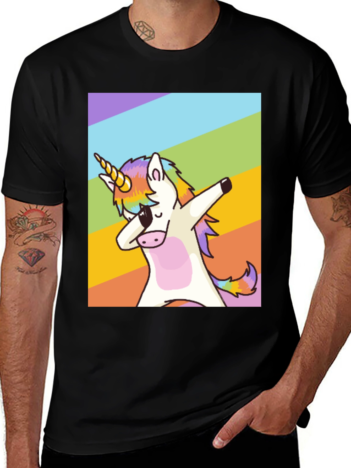Variant 29 of Dabbing Unicorn Rainbow T-Shirt - Fun & Unique Style