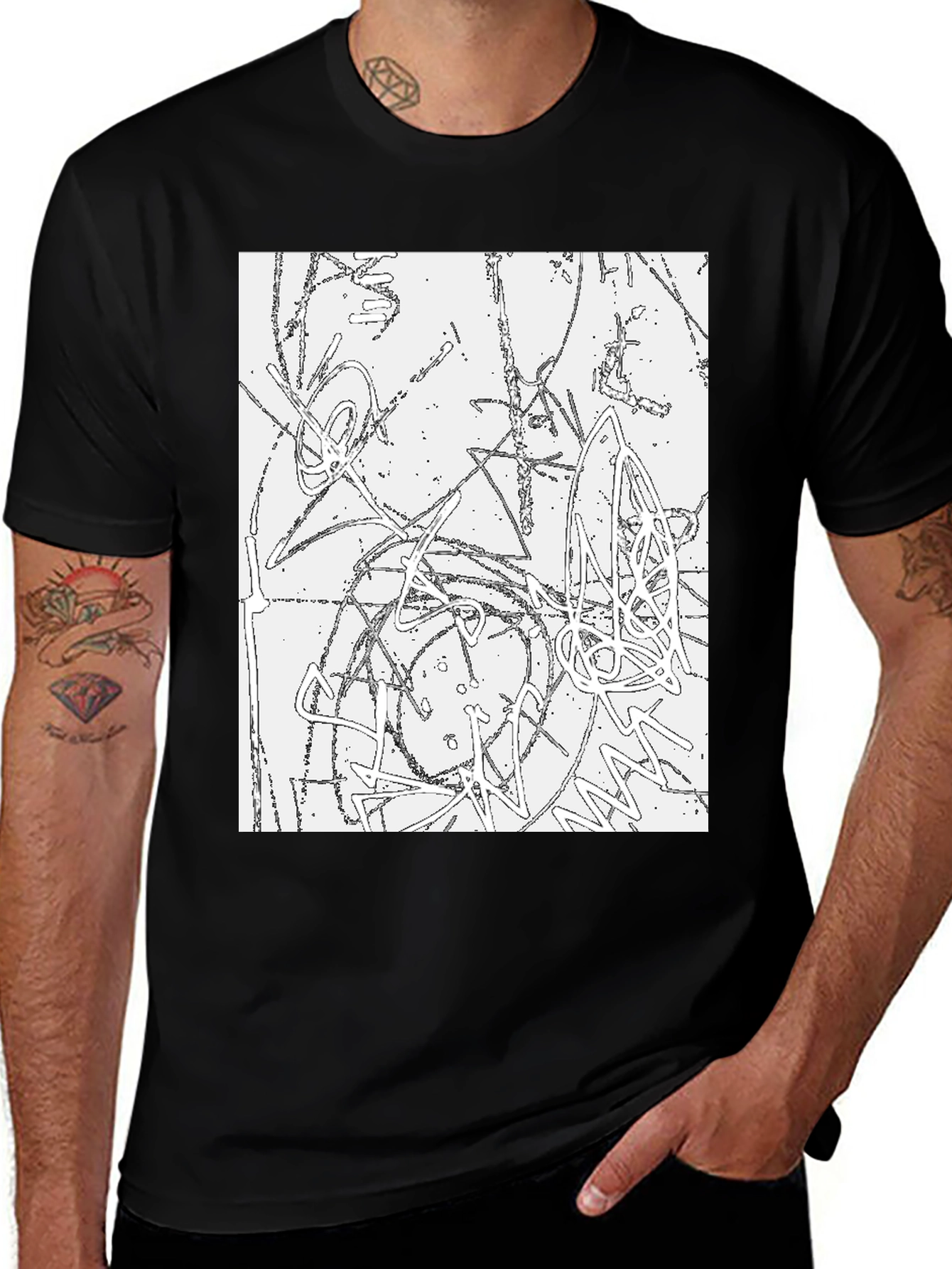Variant 21 of Abstract Graphic Print Black T-Shirt