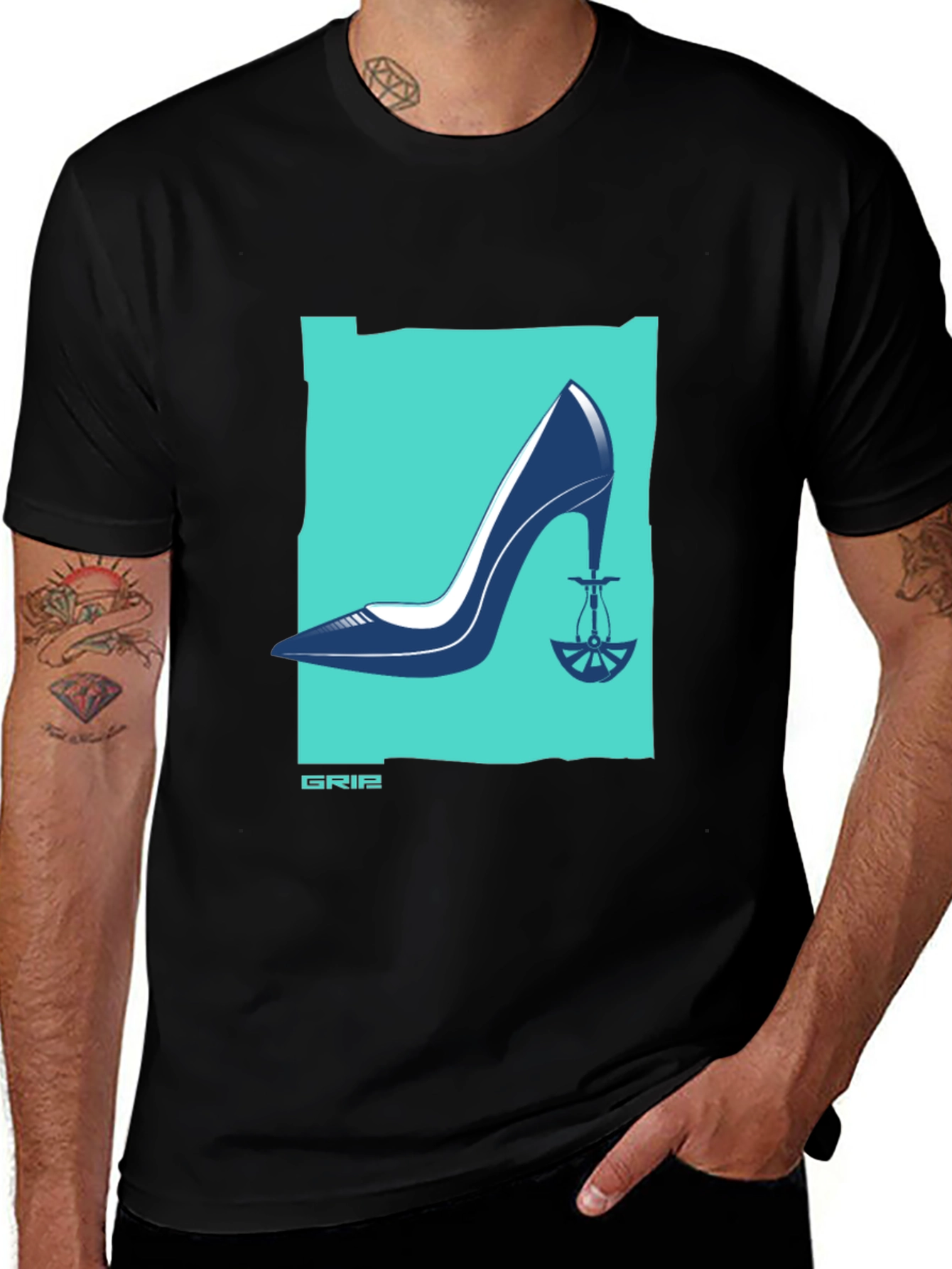 Variant 5 of Stylish Graphic T-Shirt - High Heel Hookah Design