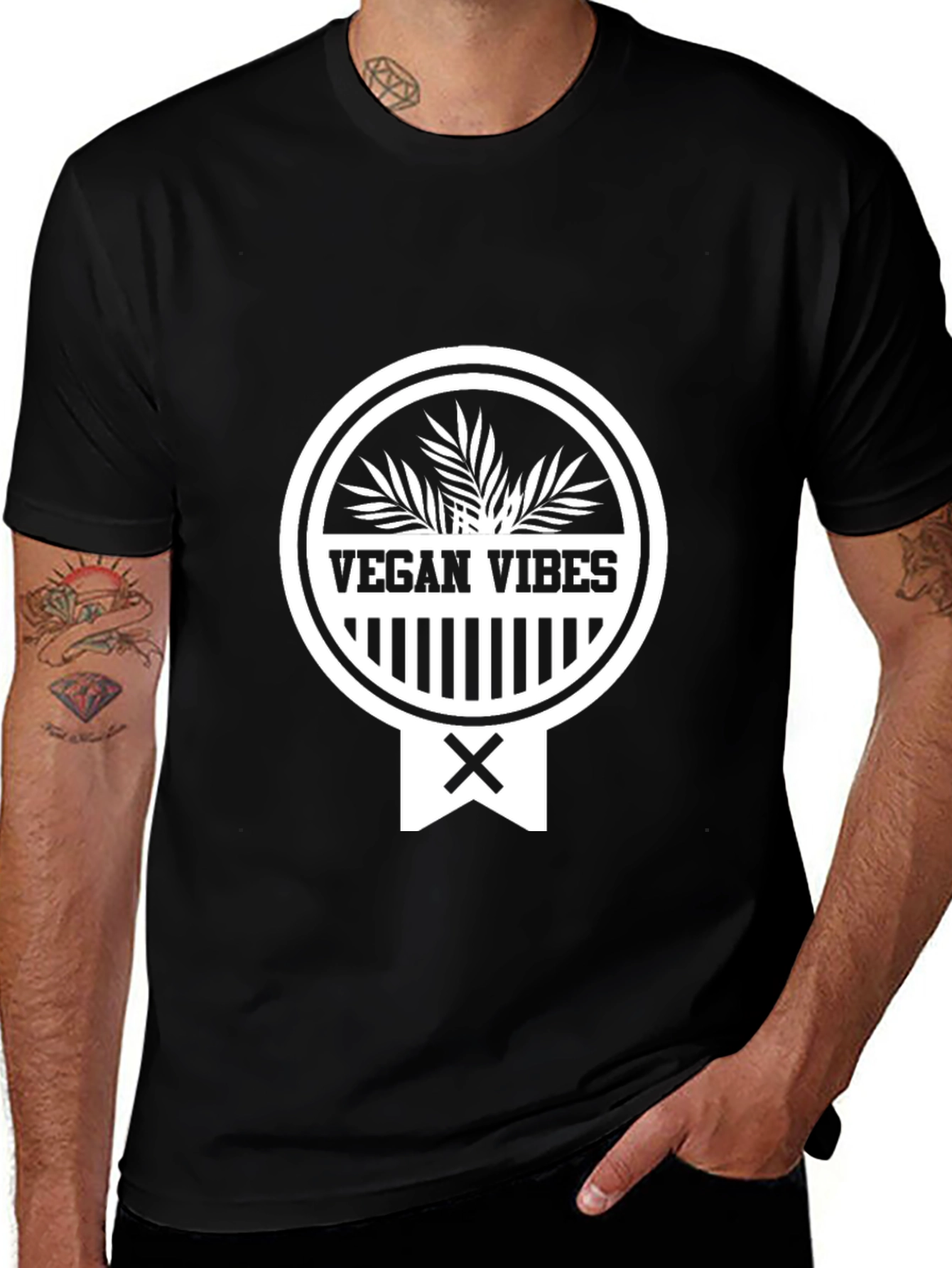 Variant 19 of Vegan Vibes Black T-Shirt - Stylish Vegan Fashion