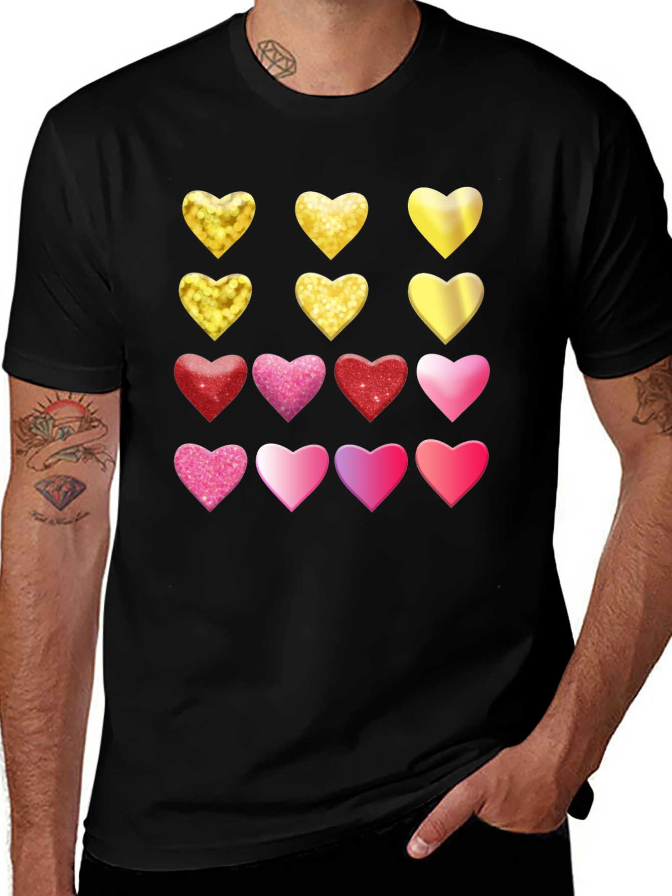 Variant 13 of Heart Pattern Tee - Love & Sparkle Style