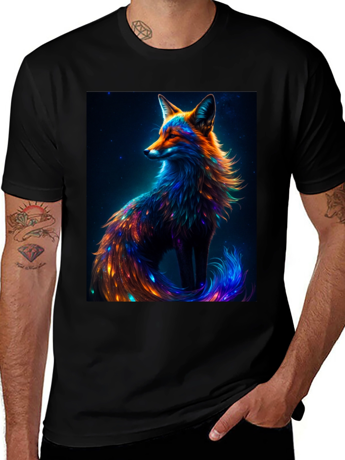 Variant 5 of Galaxy Fox Graphic Tee - Unique Animal Print T-Shirt