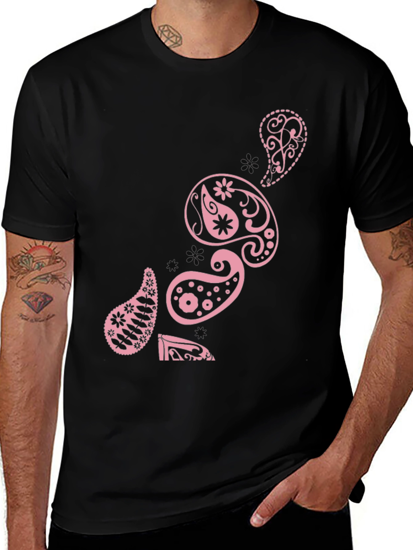 Variant 20 of Black Paisley Print T-Shirt - Casual Menswear