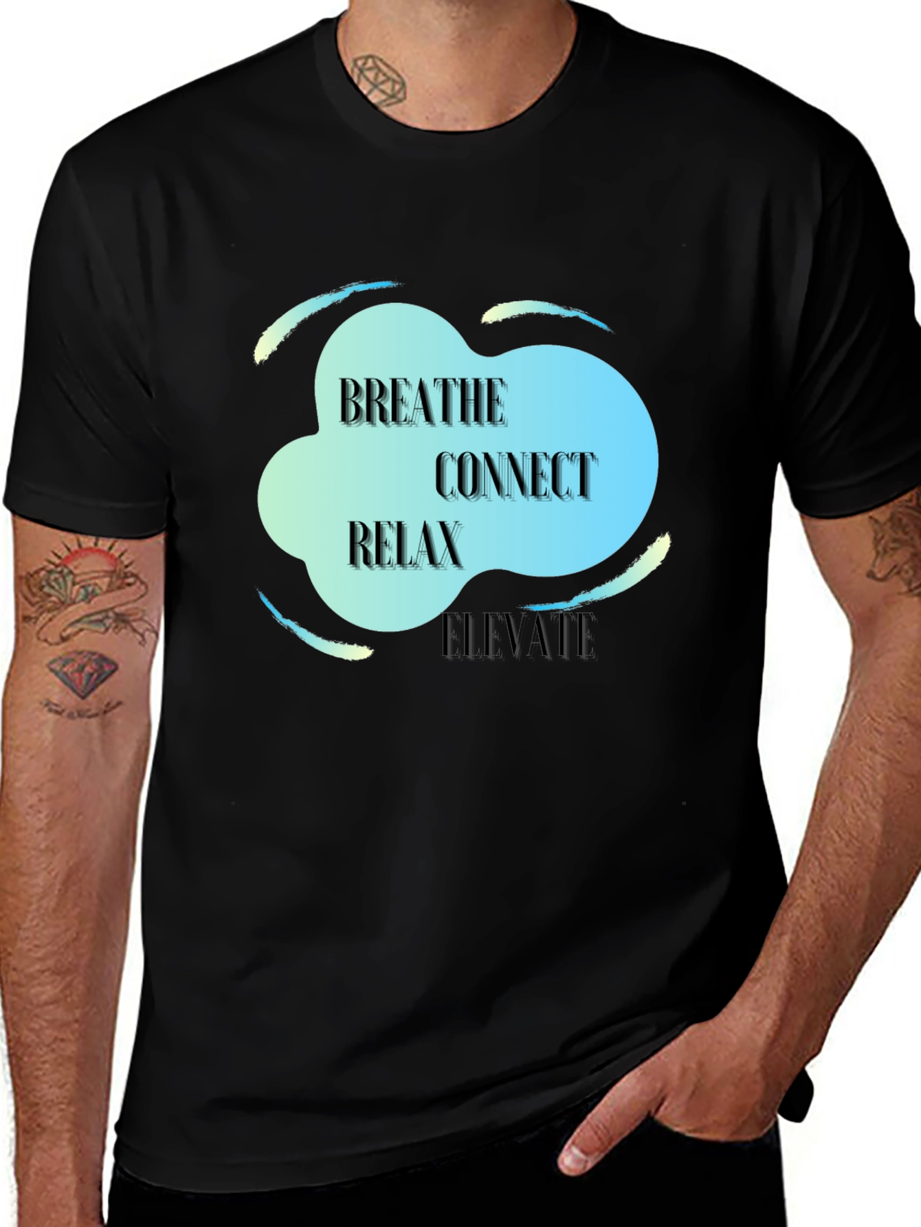 Variant 16 of Breathe Connect Relax Elevate Black T-Shirt