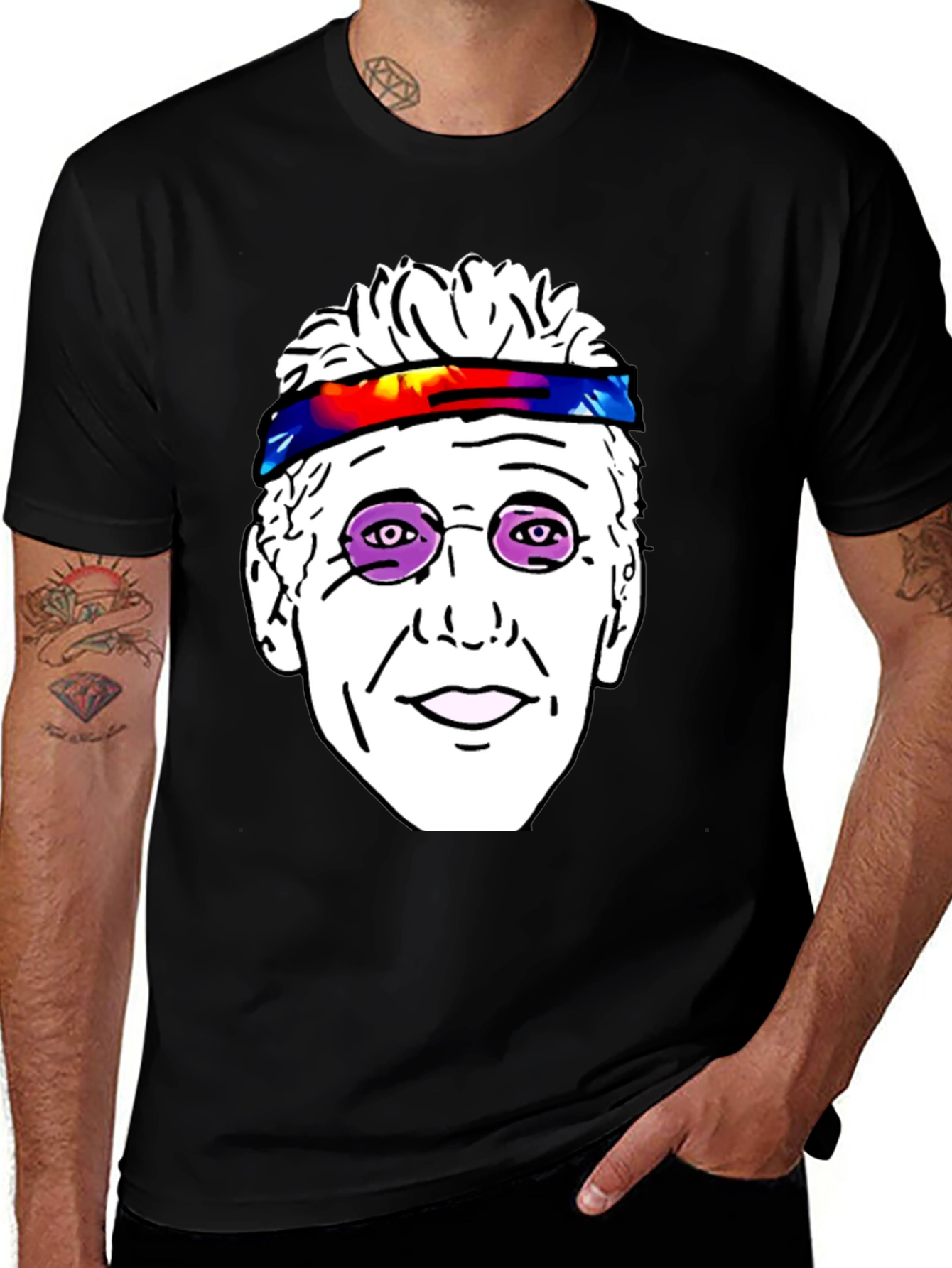 Variant 14 of Retro Cartoon Face Graphic Tee - Black