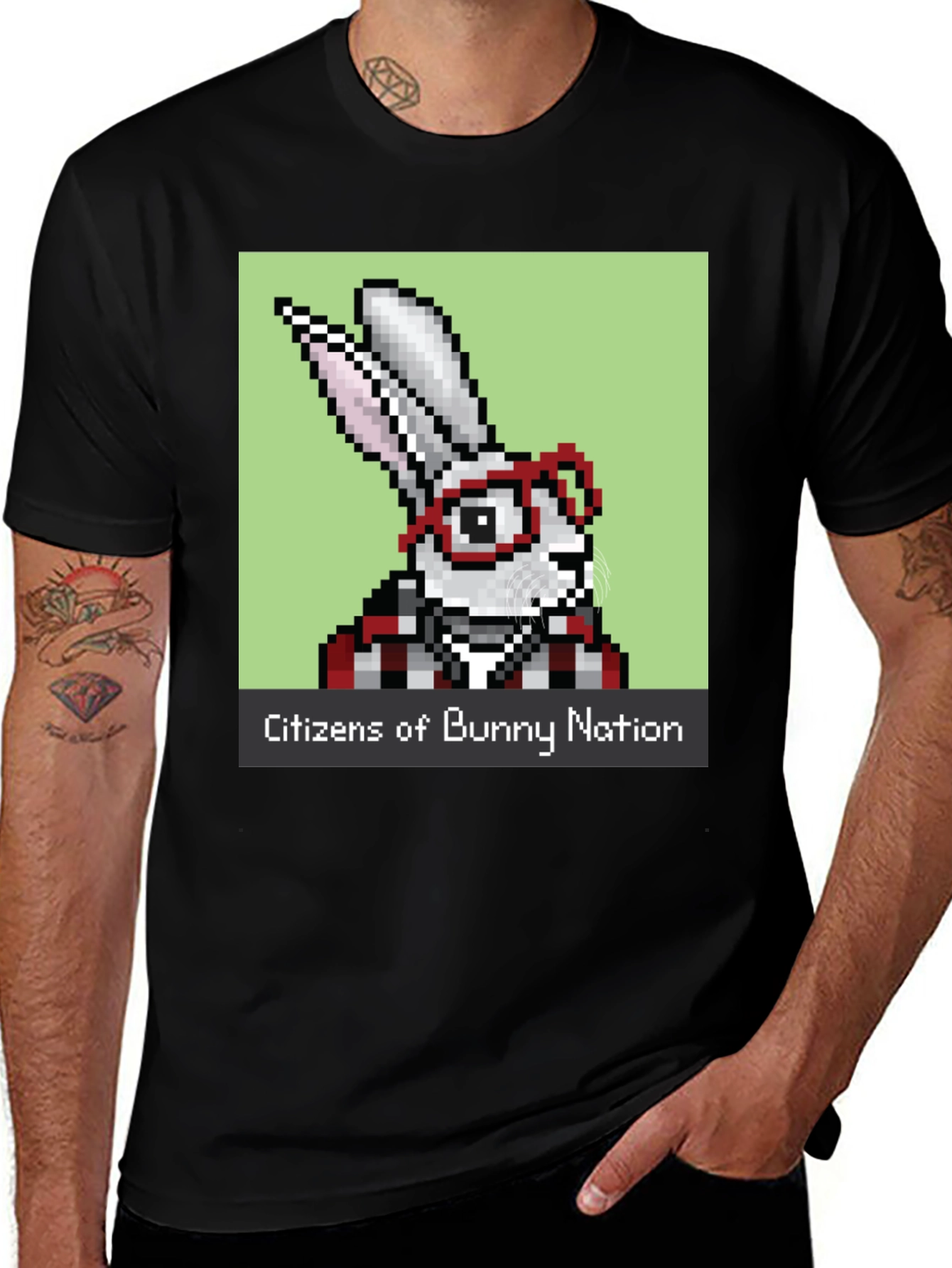 Variant 5 of Citizens of Bunny Nation Pixel Art T-Shirt
