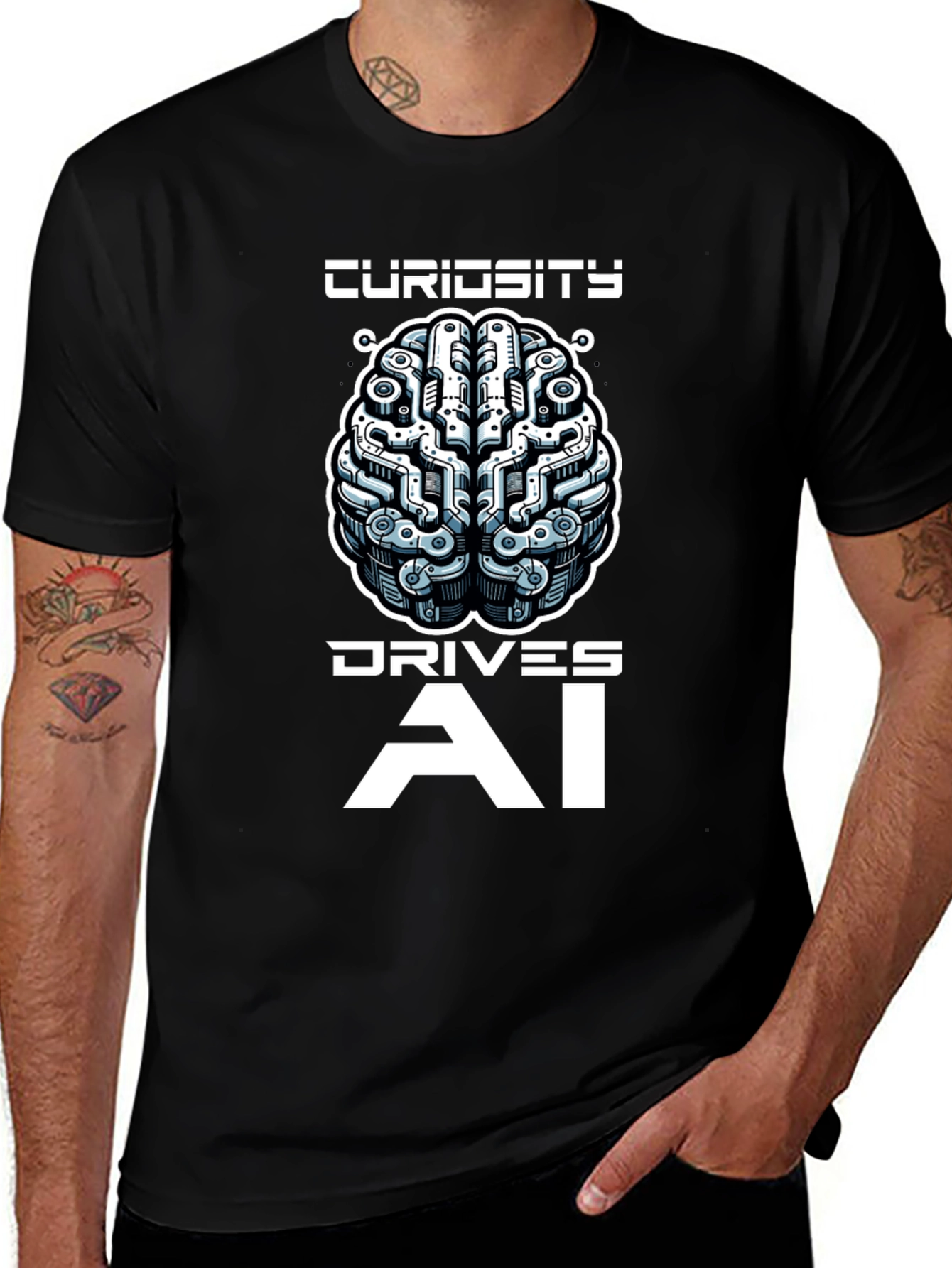 Variant 22 of Curiosity Drives AI Black T-Shirt