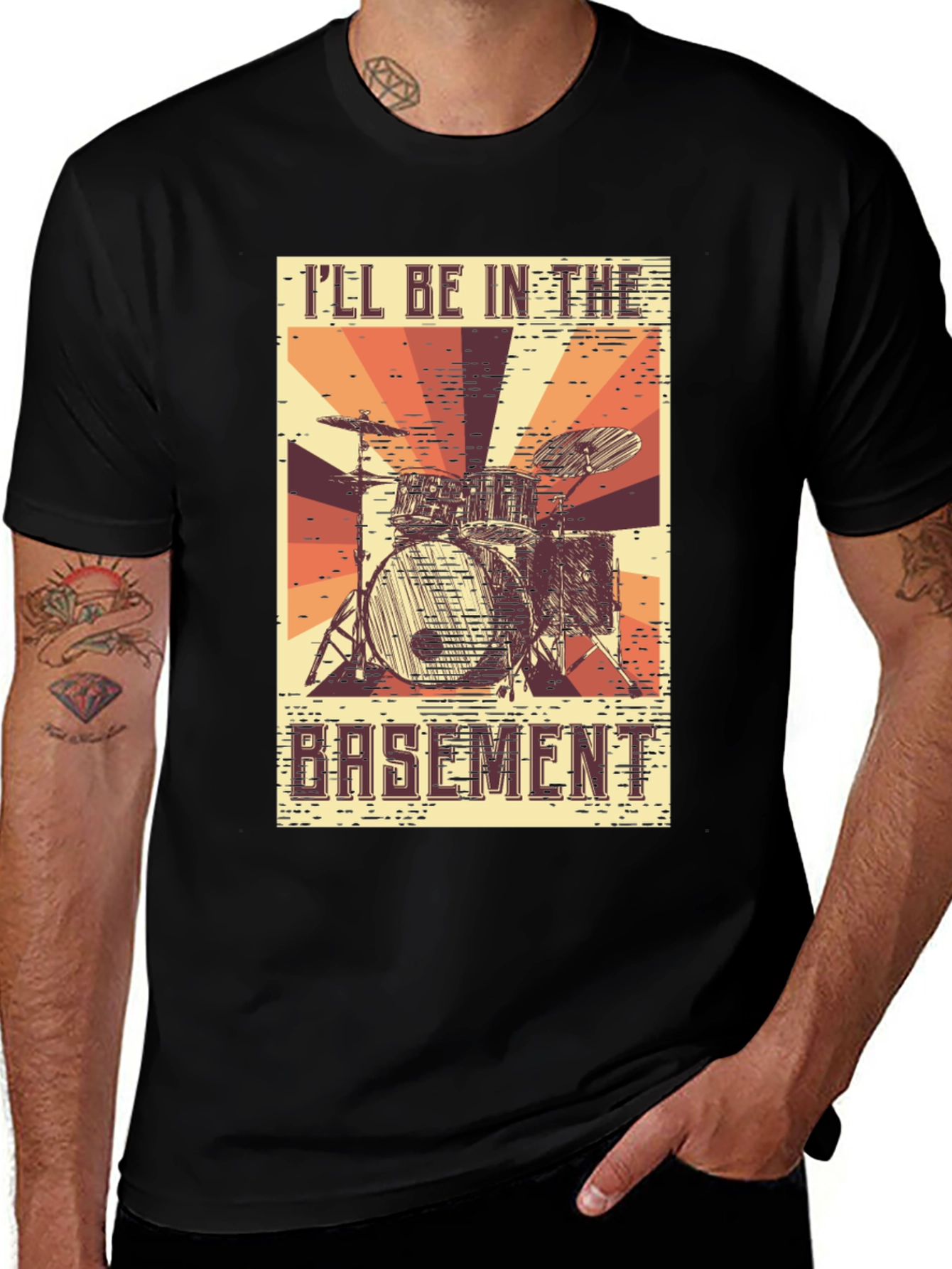 Variant 18 of I'll Be in the Basement Drum Set Graphic Tee