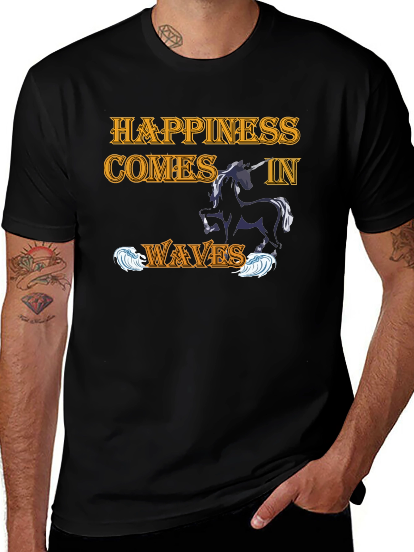 Variant 7 of Happiness Comes In Waves - Unicorn T-Shirt