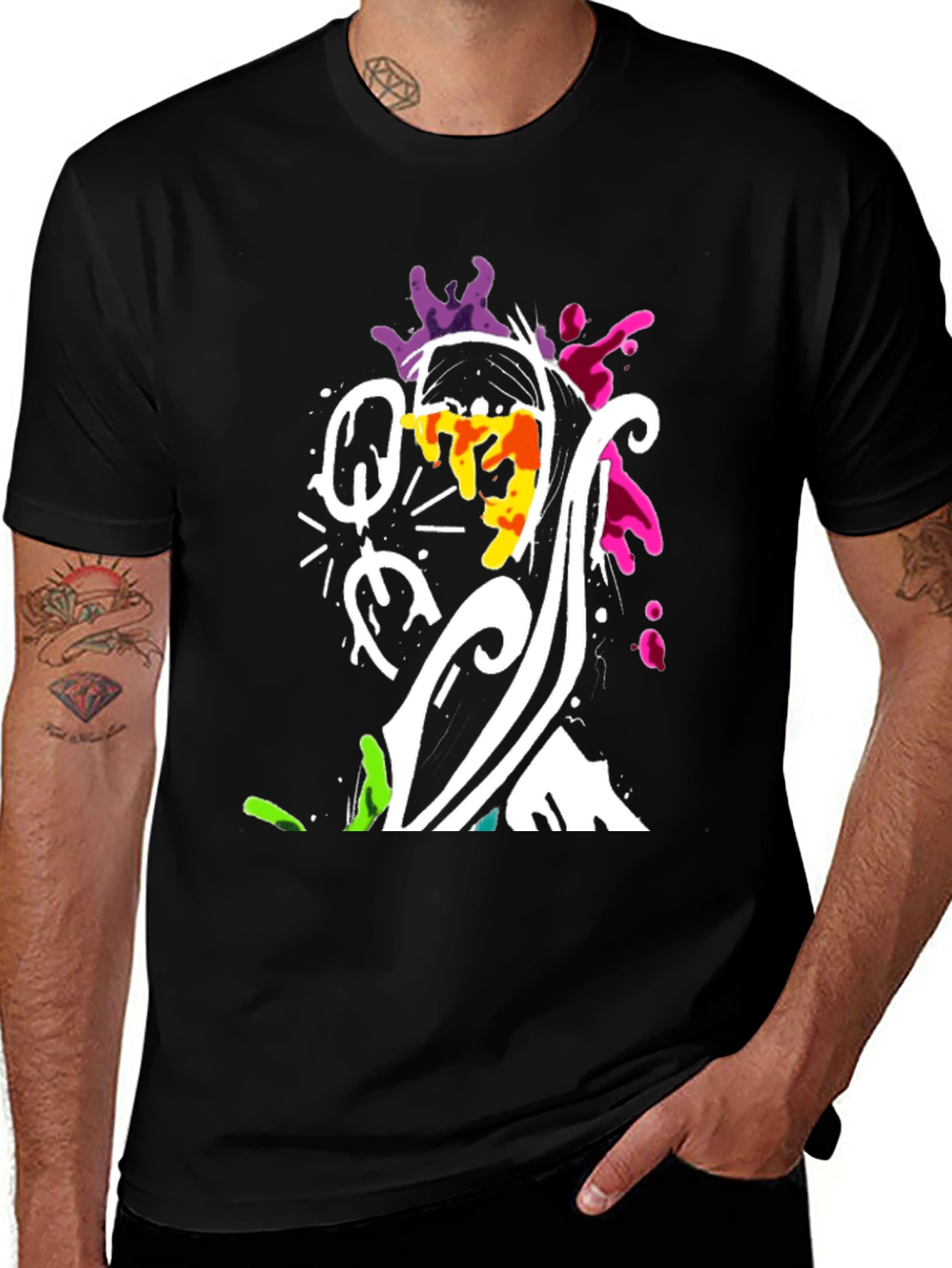 Black Abstract Graphic Print Black T-Shirt main image