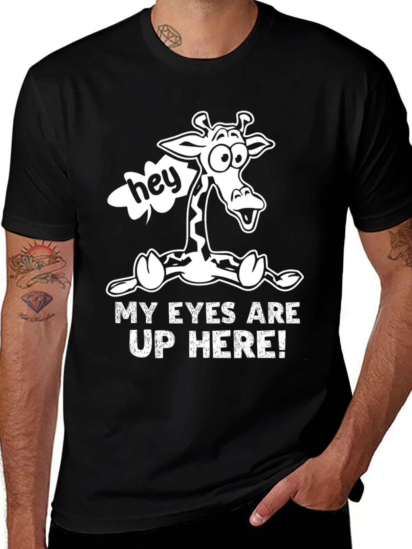 Variant 26 of Funny Giraffe T-Shirt - My Eyes Are Up Here!