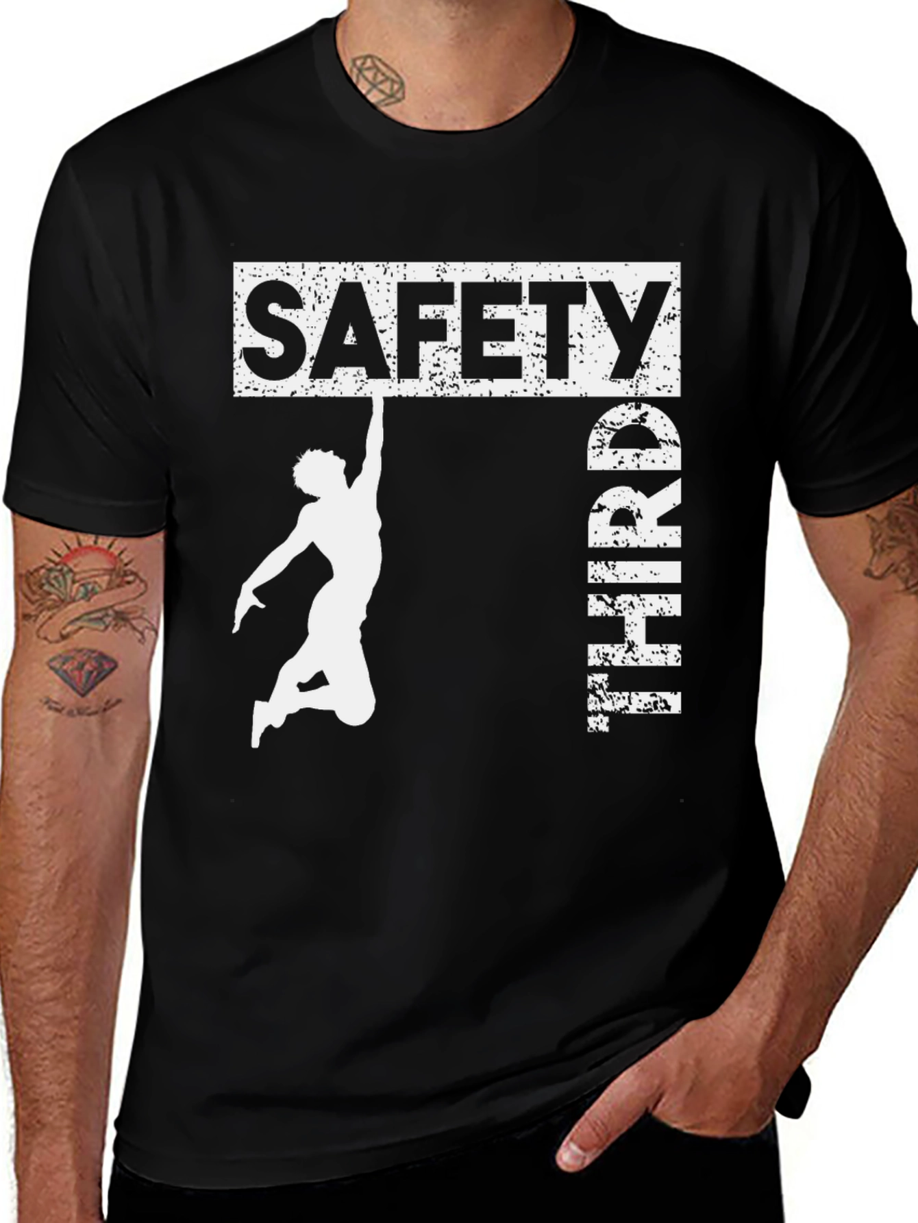 Variant 21 of Safety Third Graphic Tee - Black Cotton Casual T-Shirt