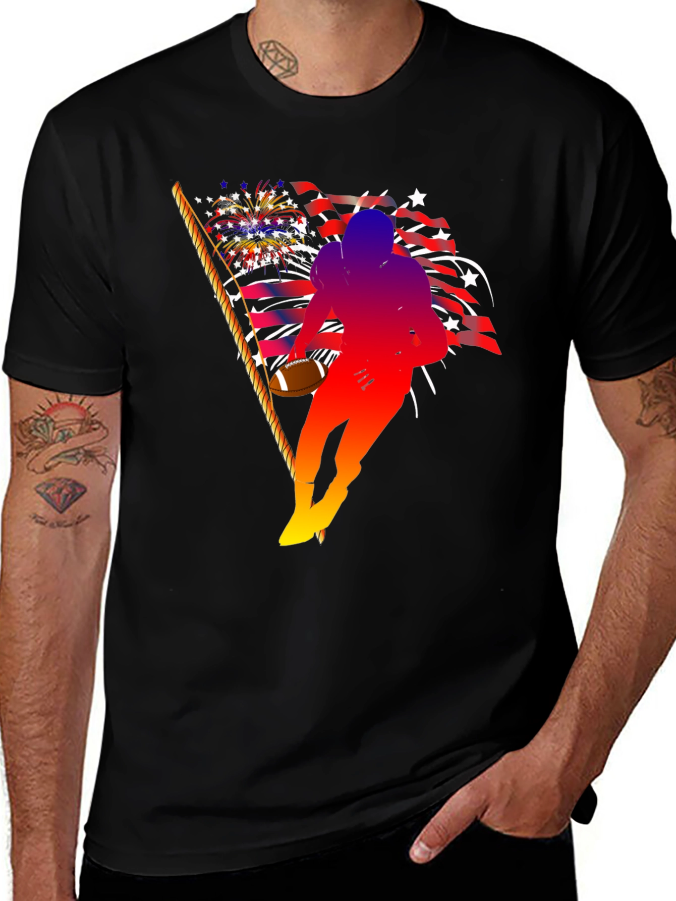 Variant 8 of Patriotic Football Player Graphic T-Shirt