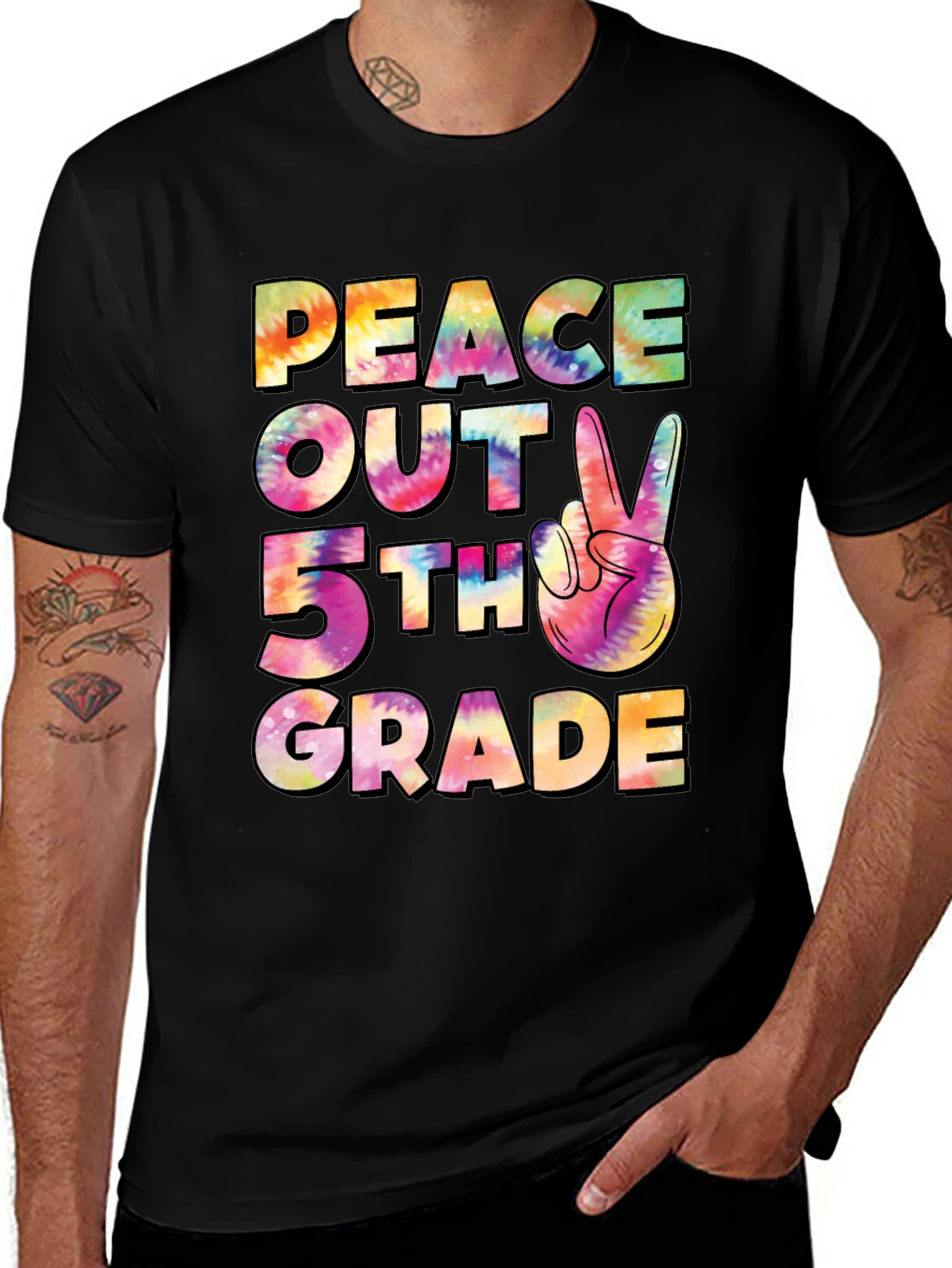 Peace Out 5th Grade Tie-Dye T-Shirt