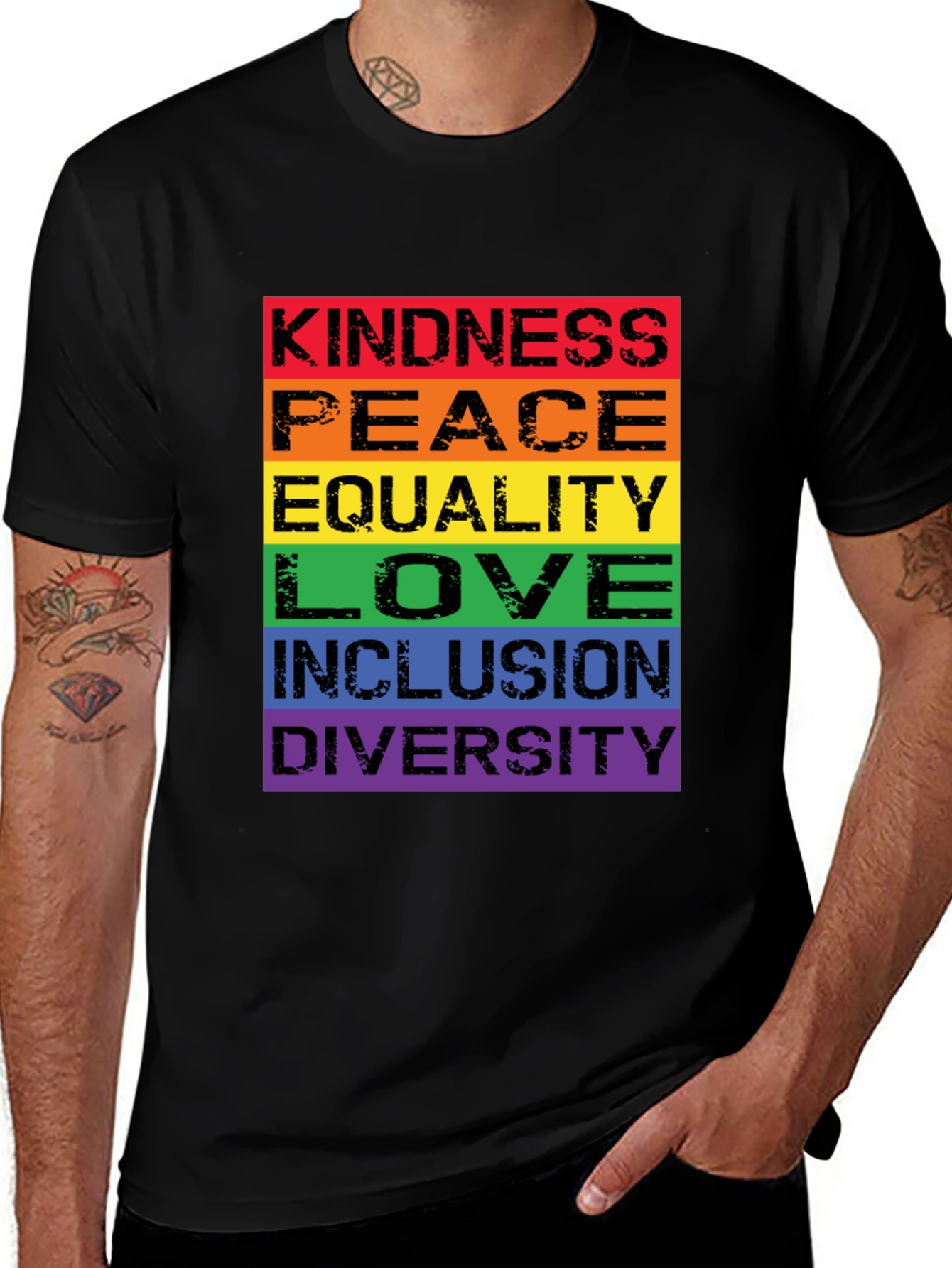 Variant 15 of Kindness, Peace, Love Rainbow Pride T-Shirt
