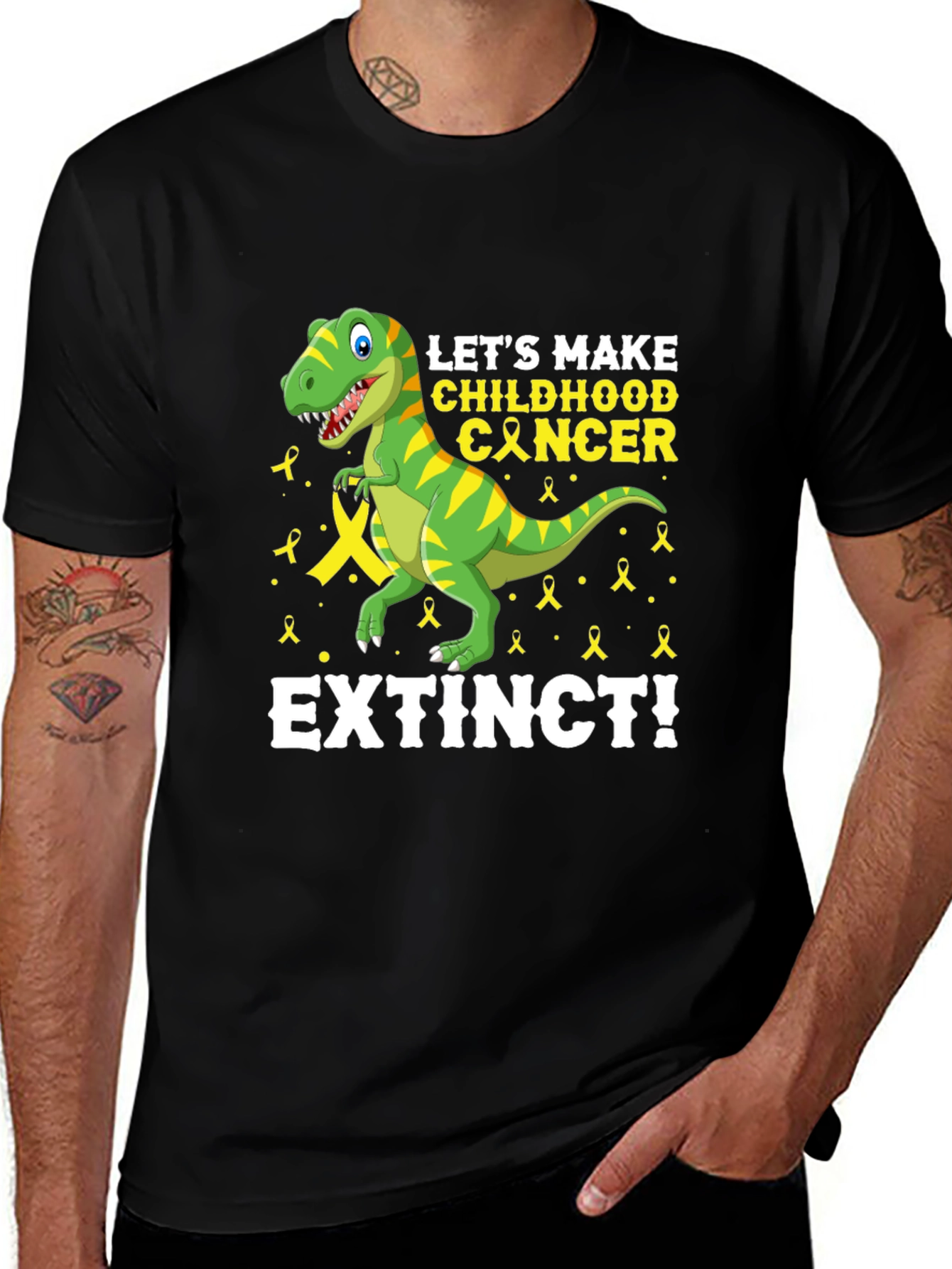 Childhood Cancer Awareness T-Shirt: Dino Extinction