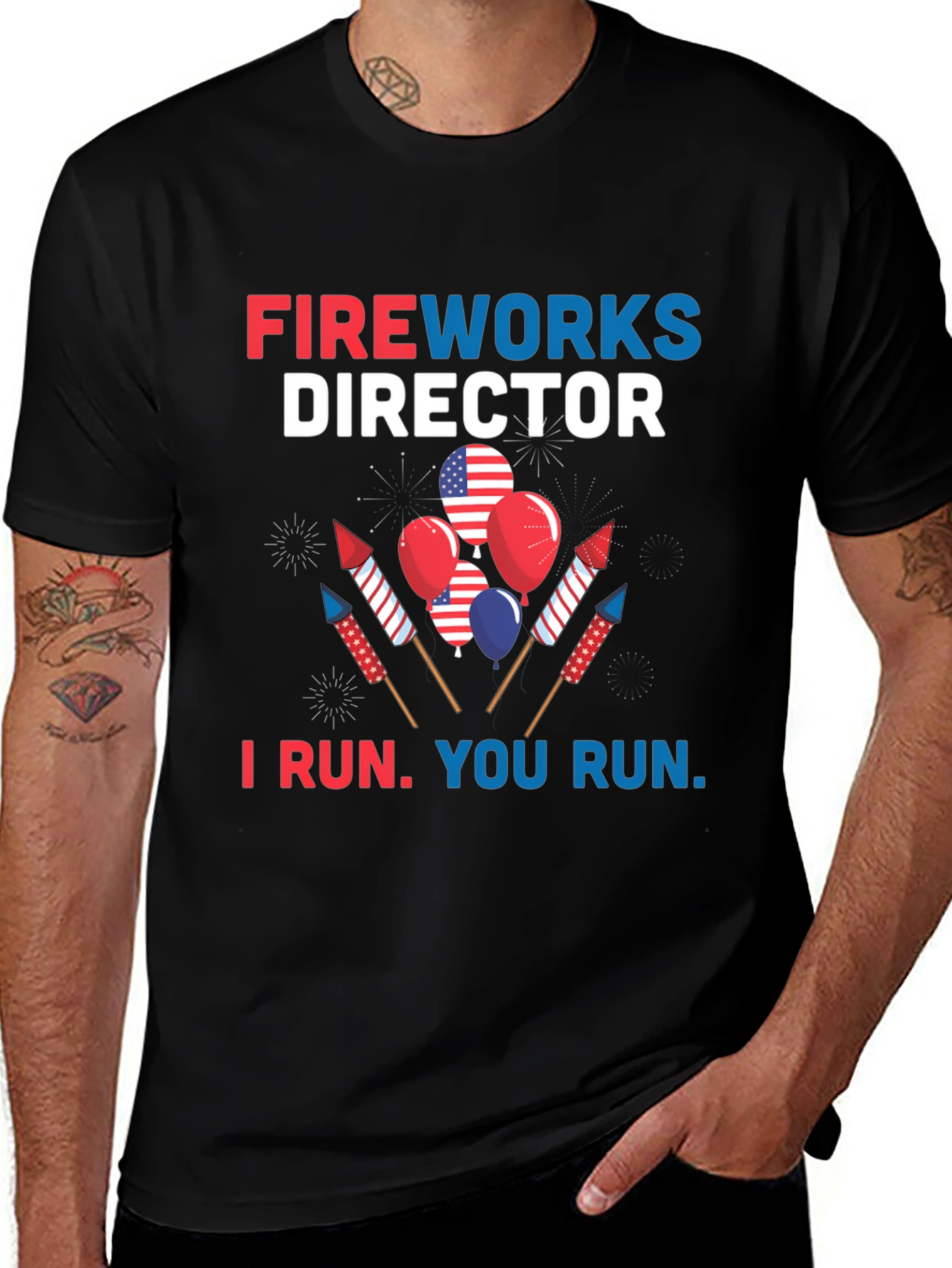 Variant 23 of Fireworks Director T-Shirt - Patriotic Design