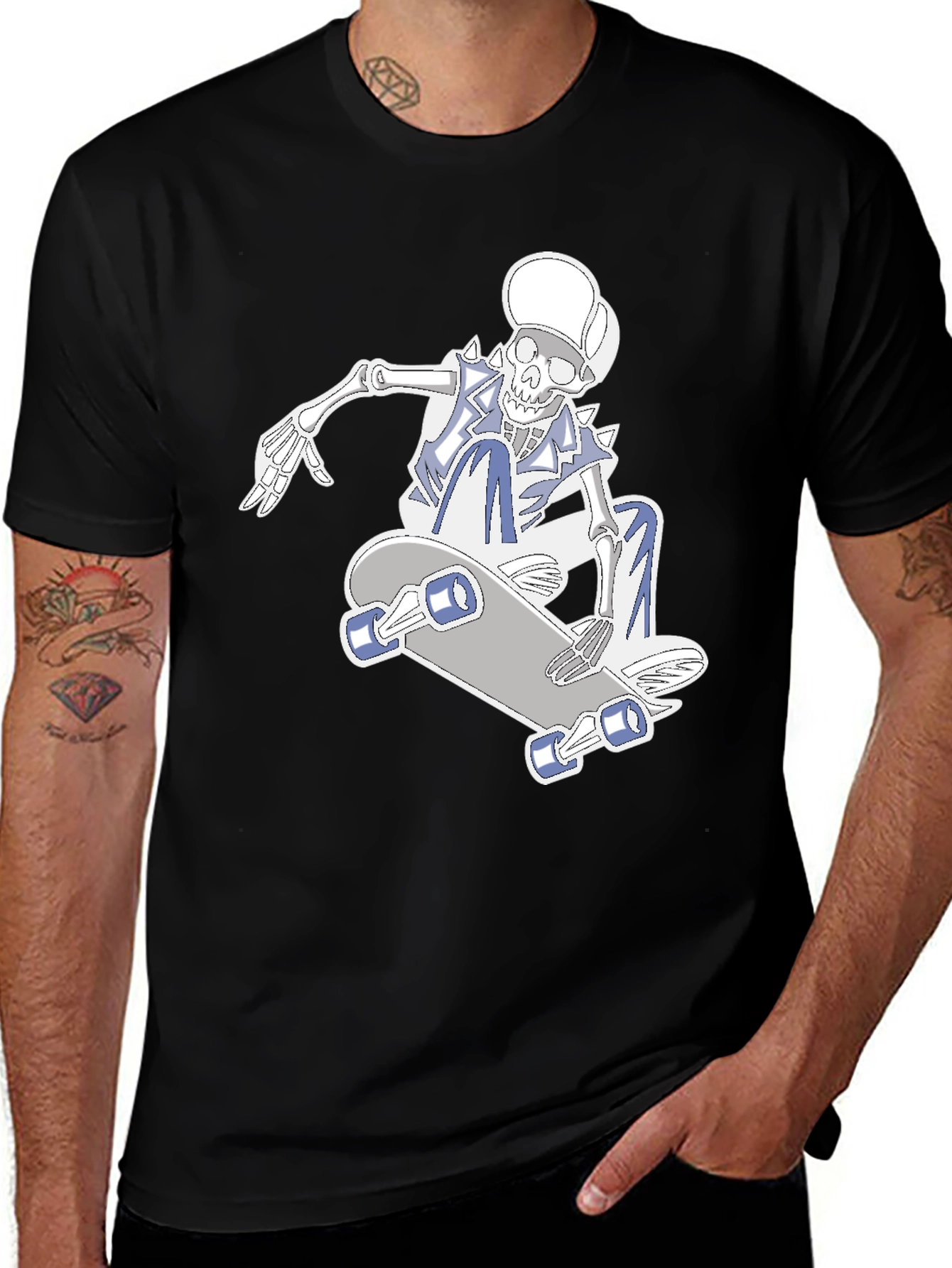 Variant 15 of Skateboarding Skeleton Graphic Tee
