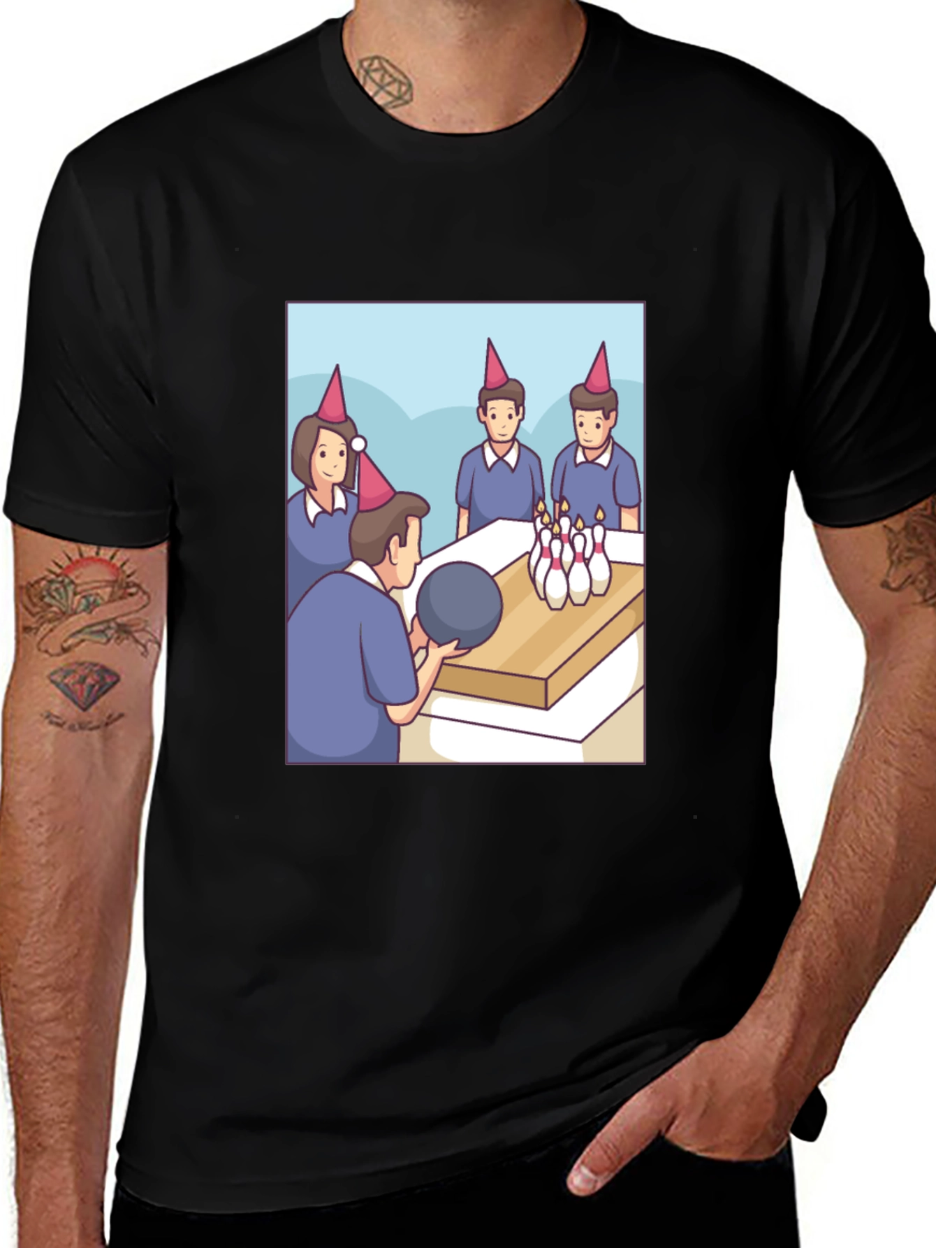 Variant 14 of Bowling Party T-Shirt - Unique Cartoon Design