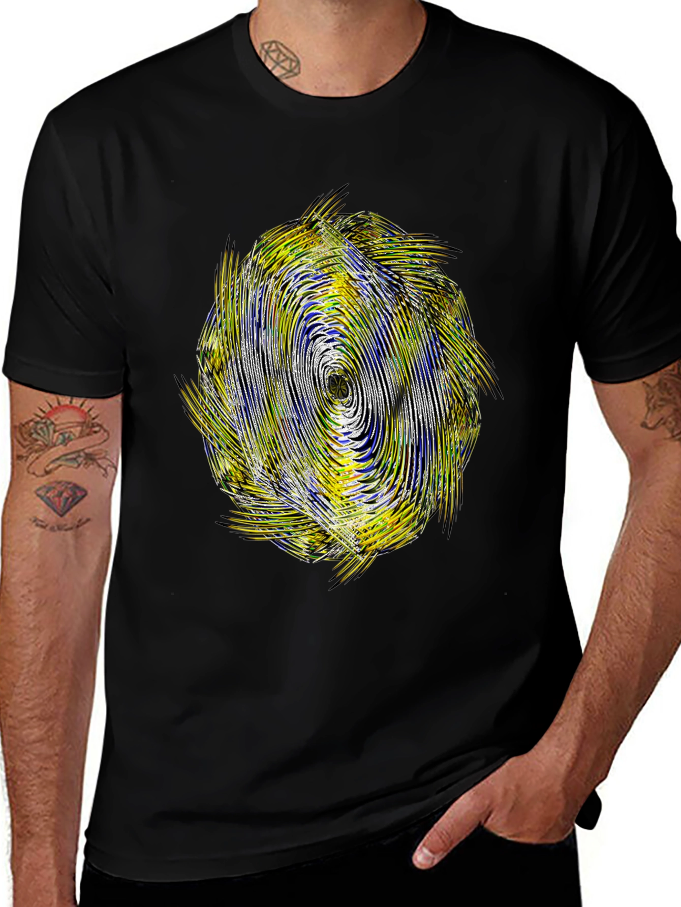 Variant 18 of Abstract Spiral Graphic Tee - Stylish Black T-Shirt