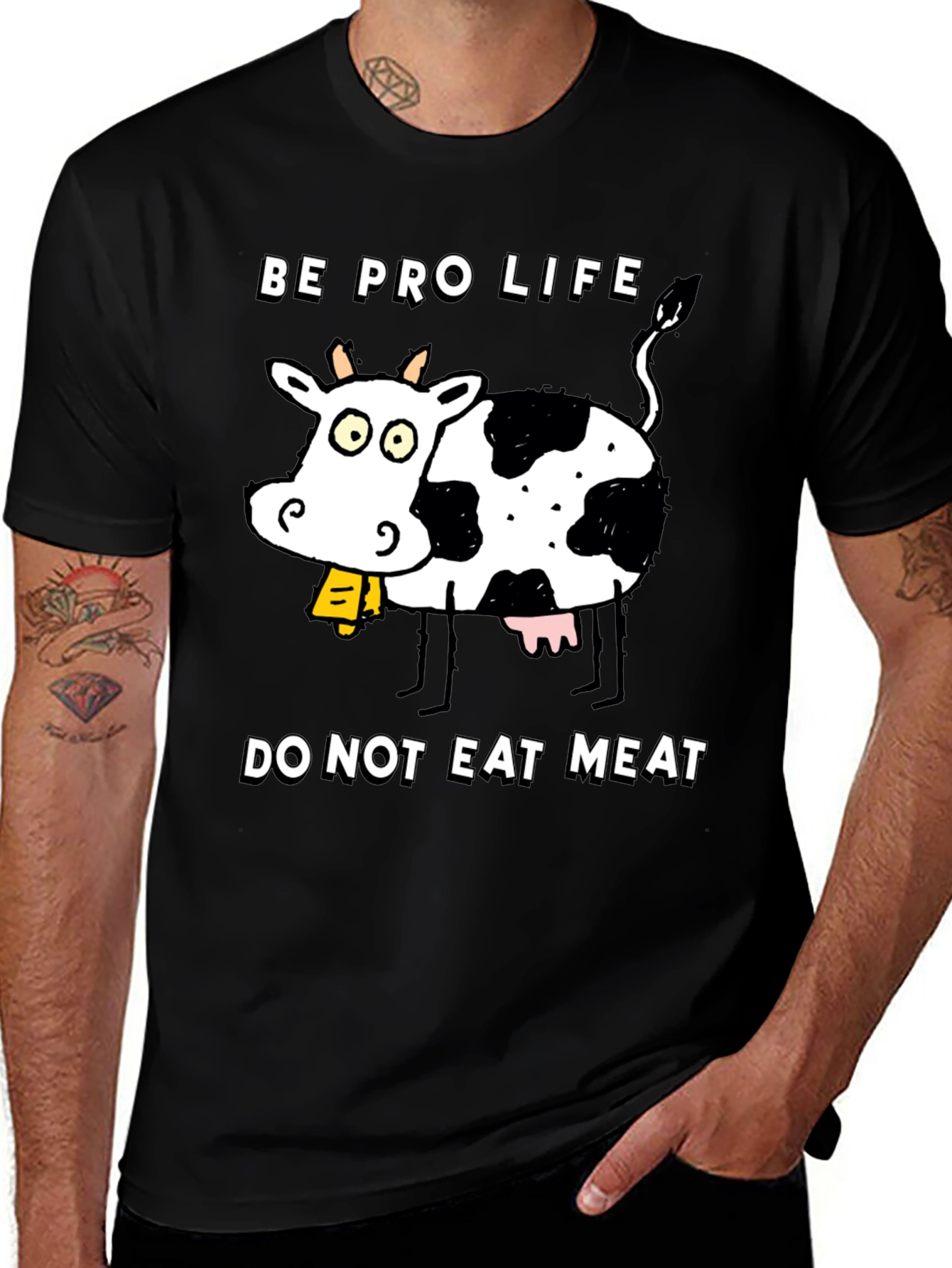 Variant 28 of Pro Life Do Not Eat Meat T-Shirt - Vegan Cow Graphic Tee
