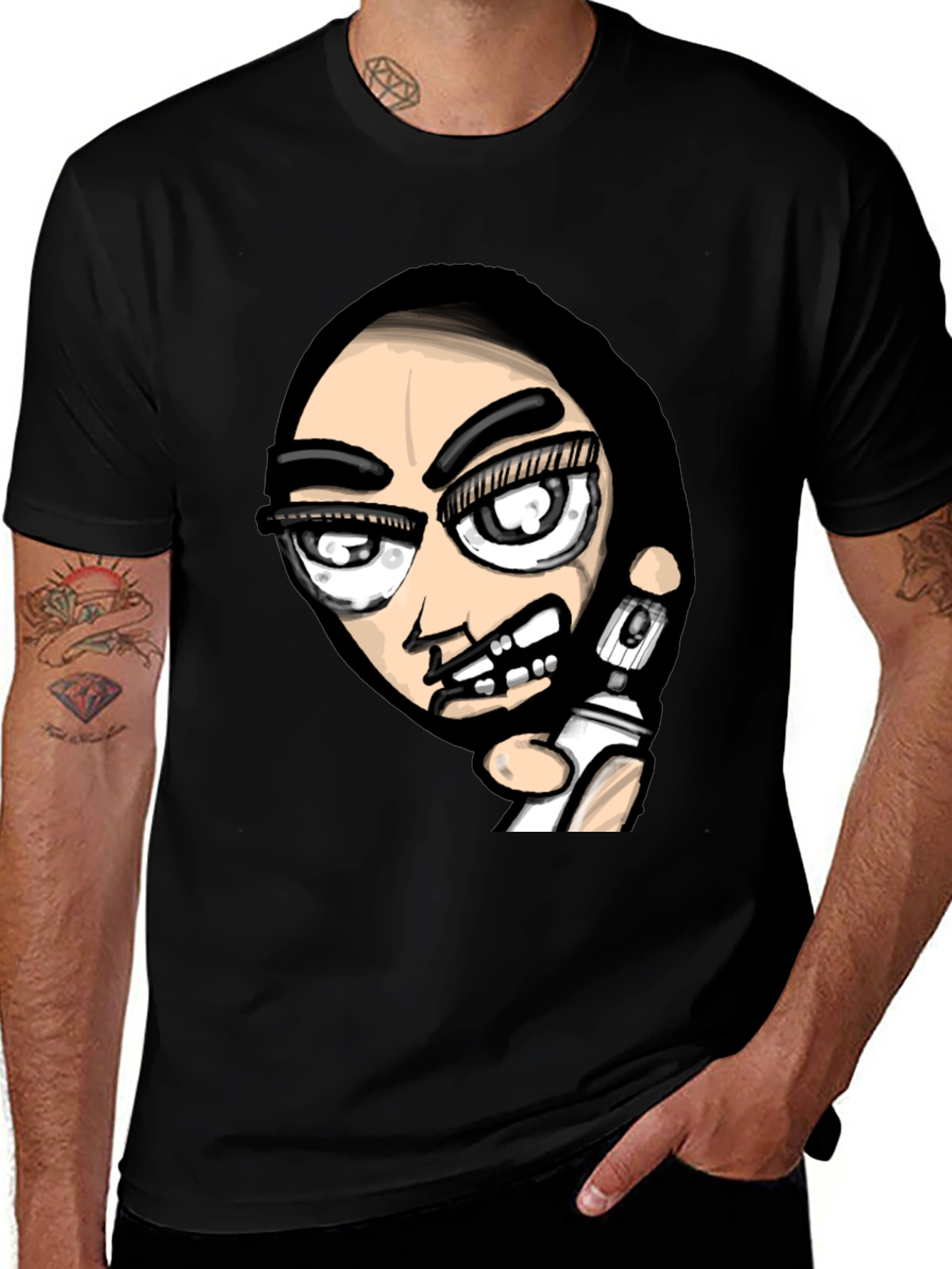 Variant 24 of Edgy Graffiti Artist Graphic Black T-Shirt