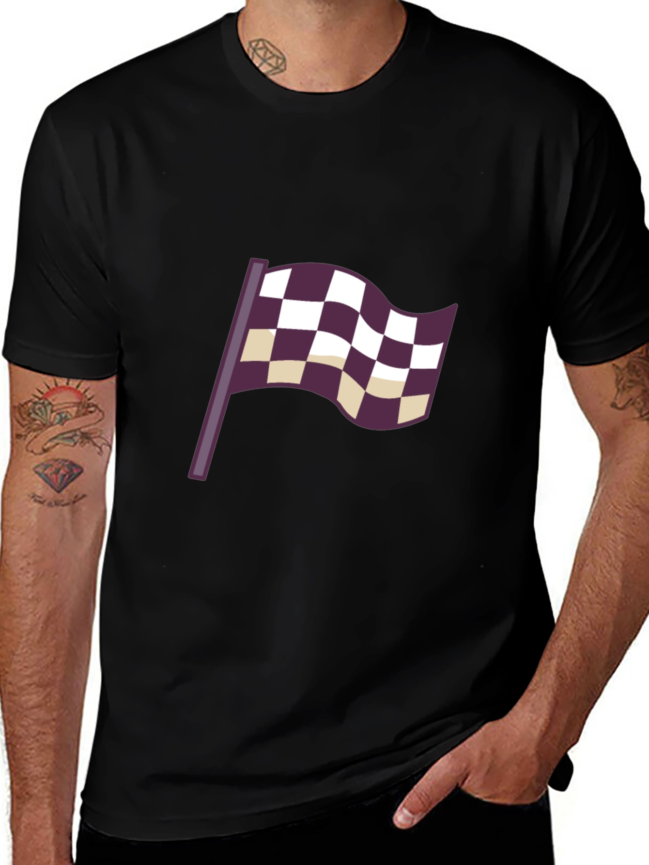 Variant 21 of Checkered Flag Graphic T-Shirt - Black