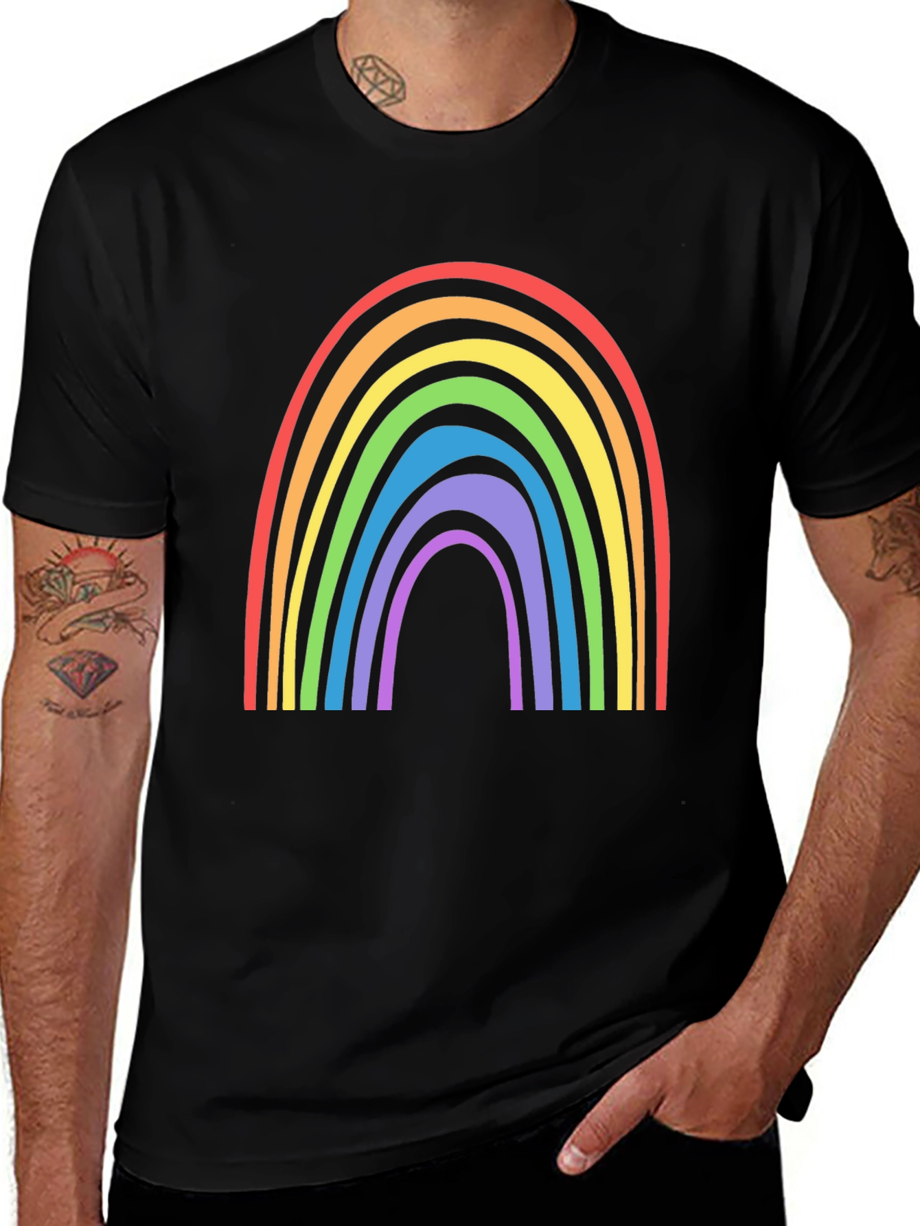 Variant 16 of Rainbow Graphic Tee - Black Cotton Blend