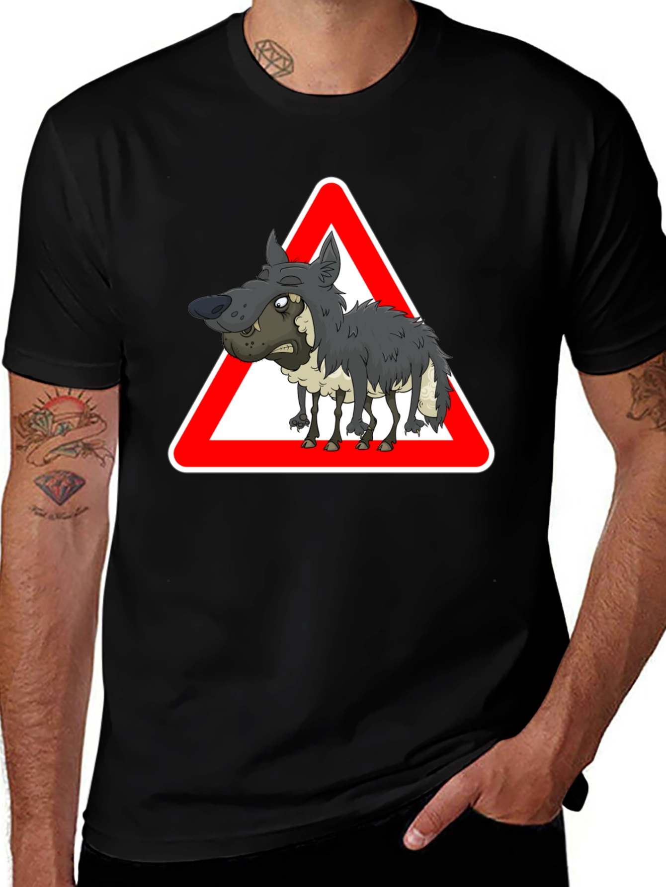 Variant 20 of Warning: Wolf in Sheep's Clothing - Black T-Shirt