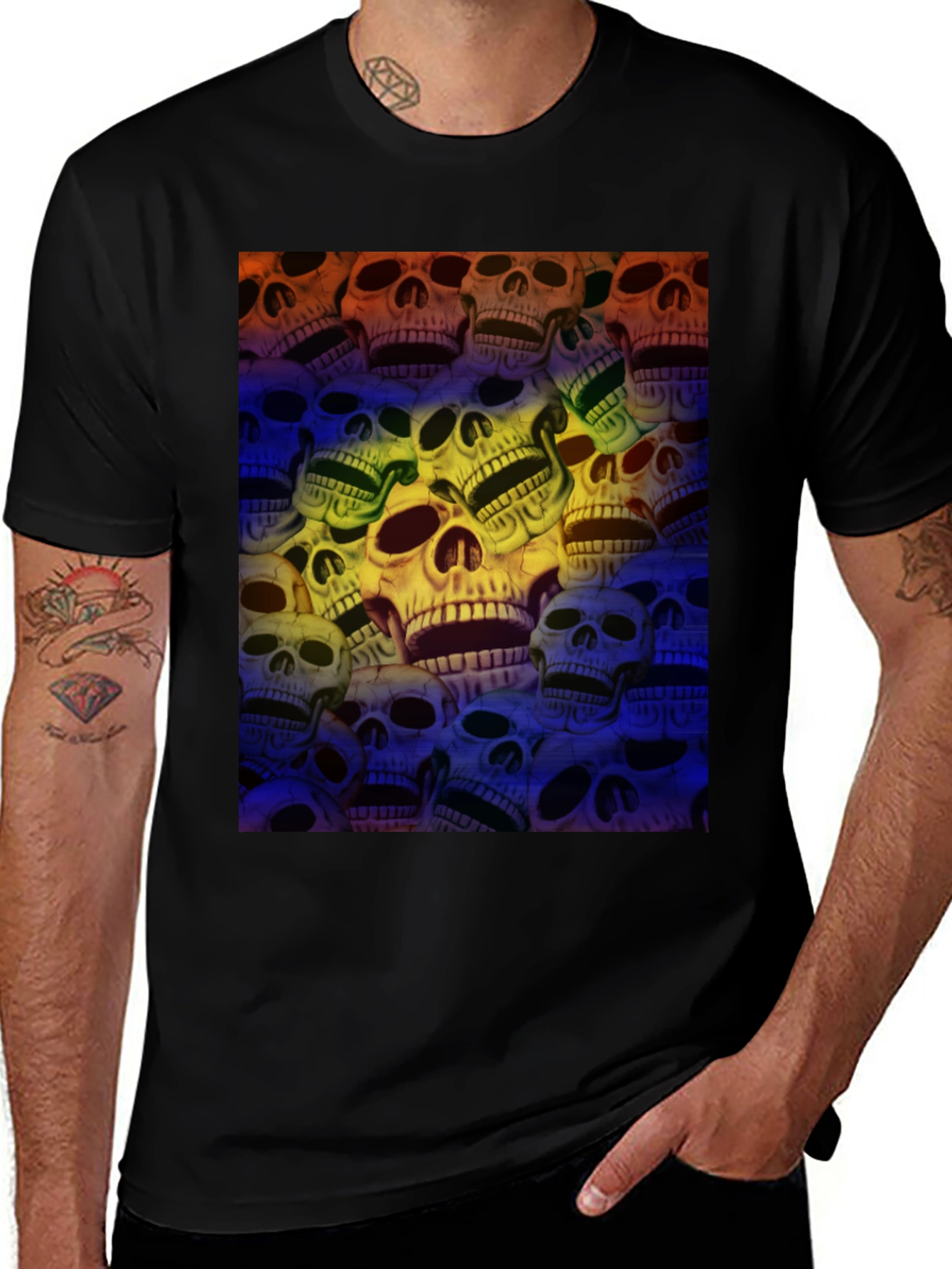 Variant 9 of Skull Pile Graphic Tee - Men's Black T-Shirt