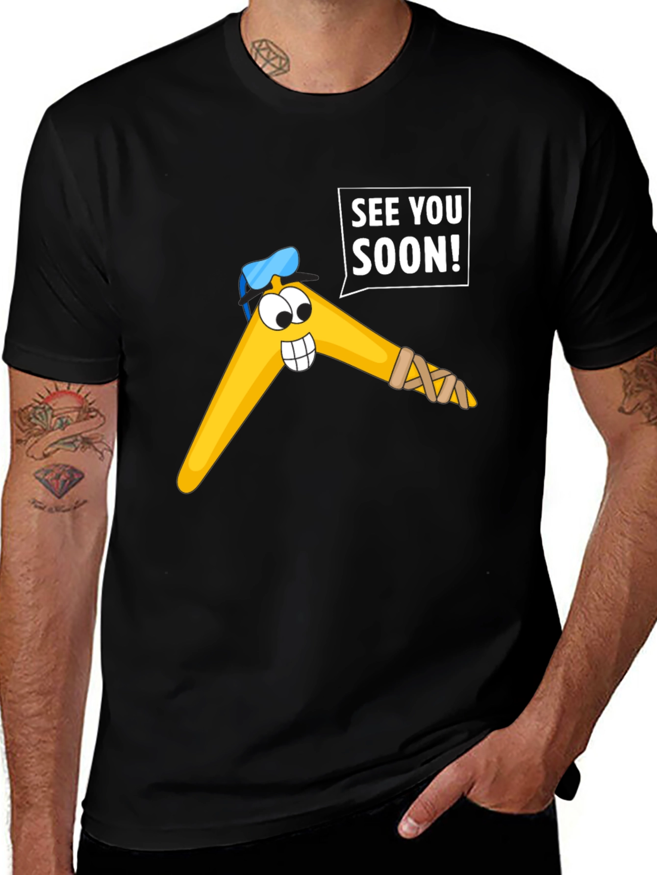 Variant 20 of Funny Boomerang Cartoon Graphic Tee - See You Soon!