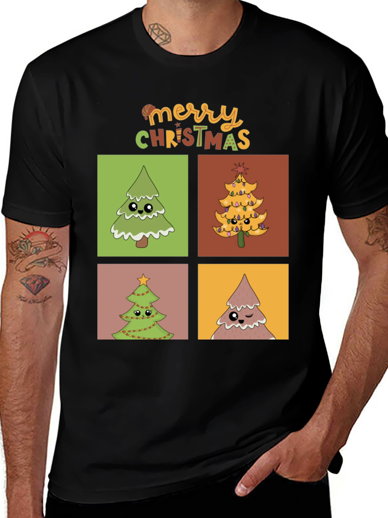 Merry Christmas Trees Graphic Tee