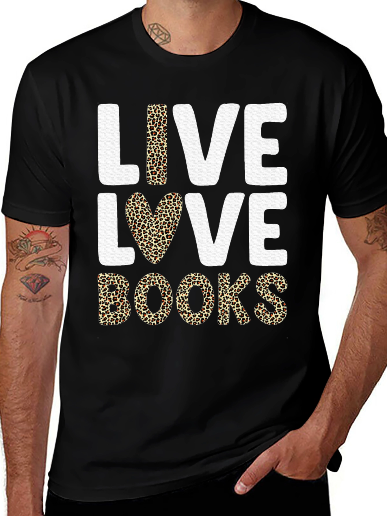 Live Love Books Leopard Print Tee