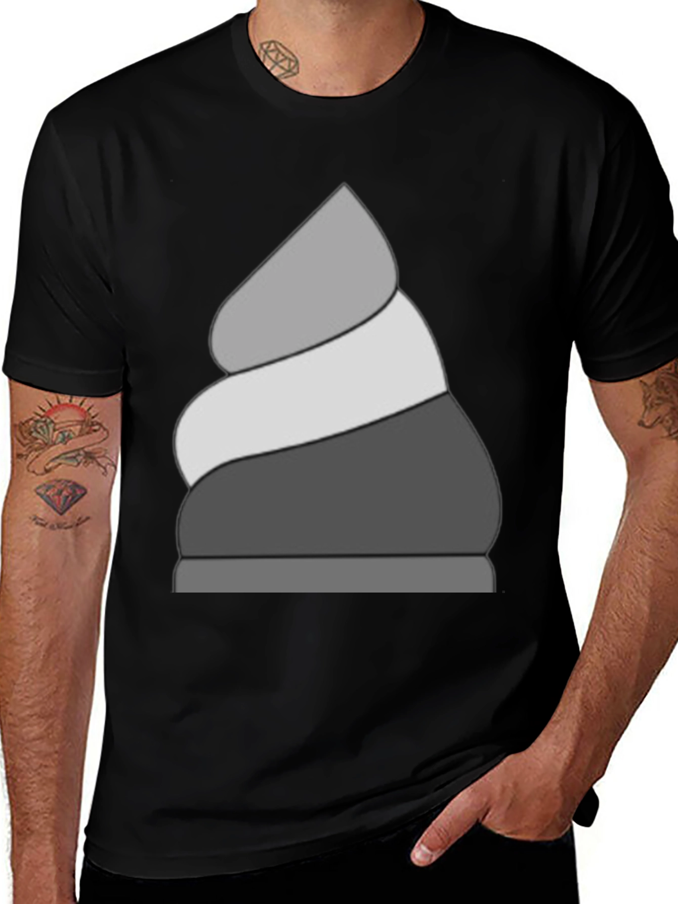 Variant 3 of Stylish Black T-Shirt with Ice Cream Design