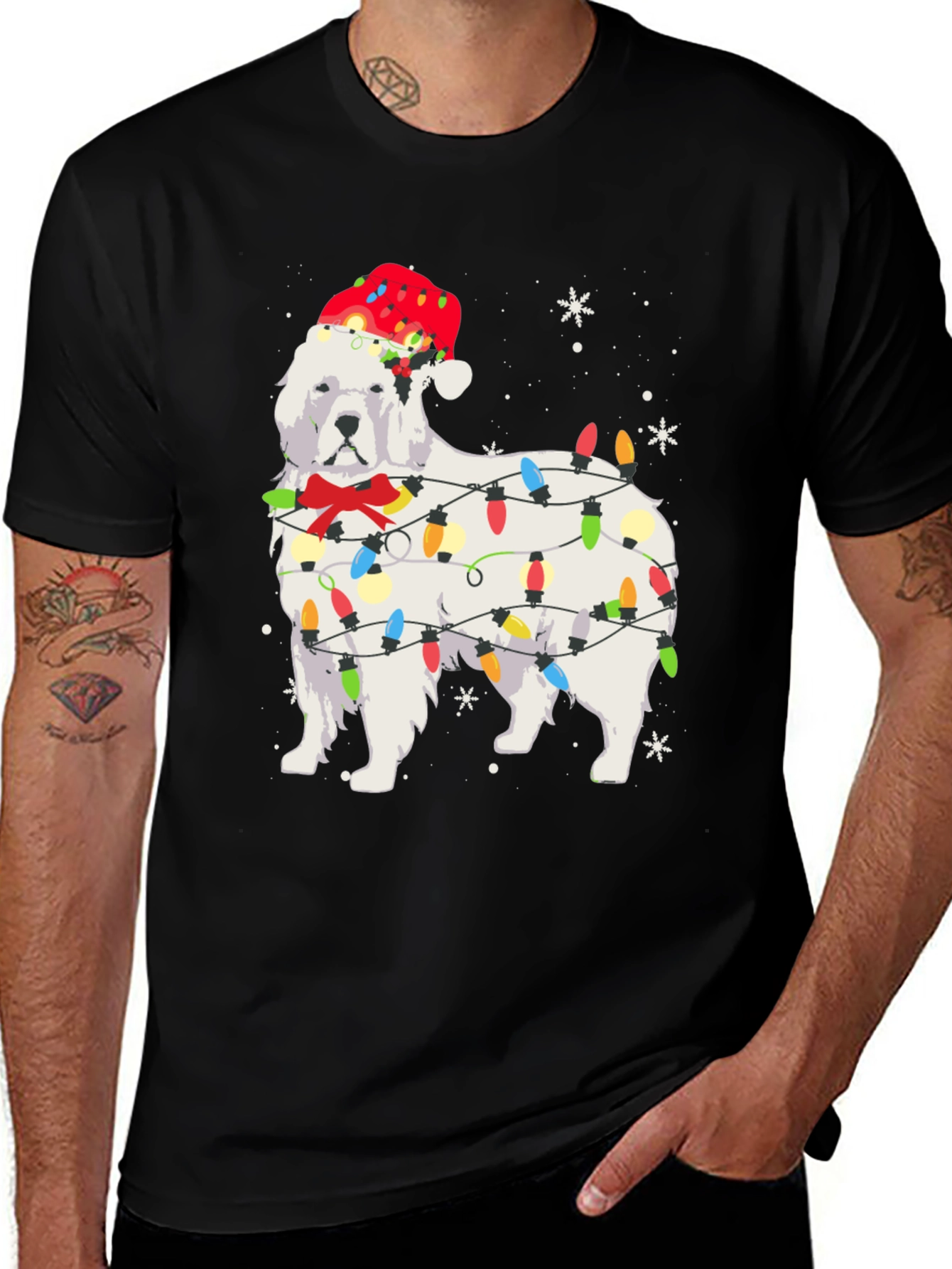 Festive Dog Christmas Lights T-Shirt