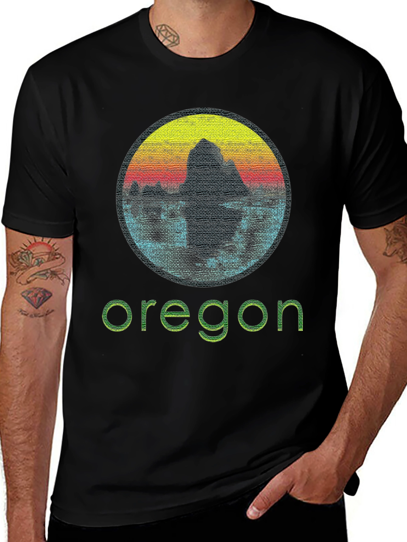 Oregon Graphic Tee - Retro Sunset Design