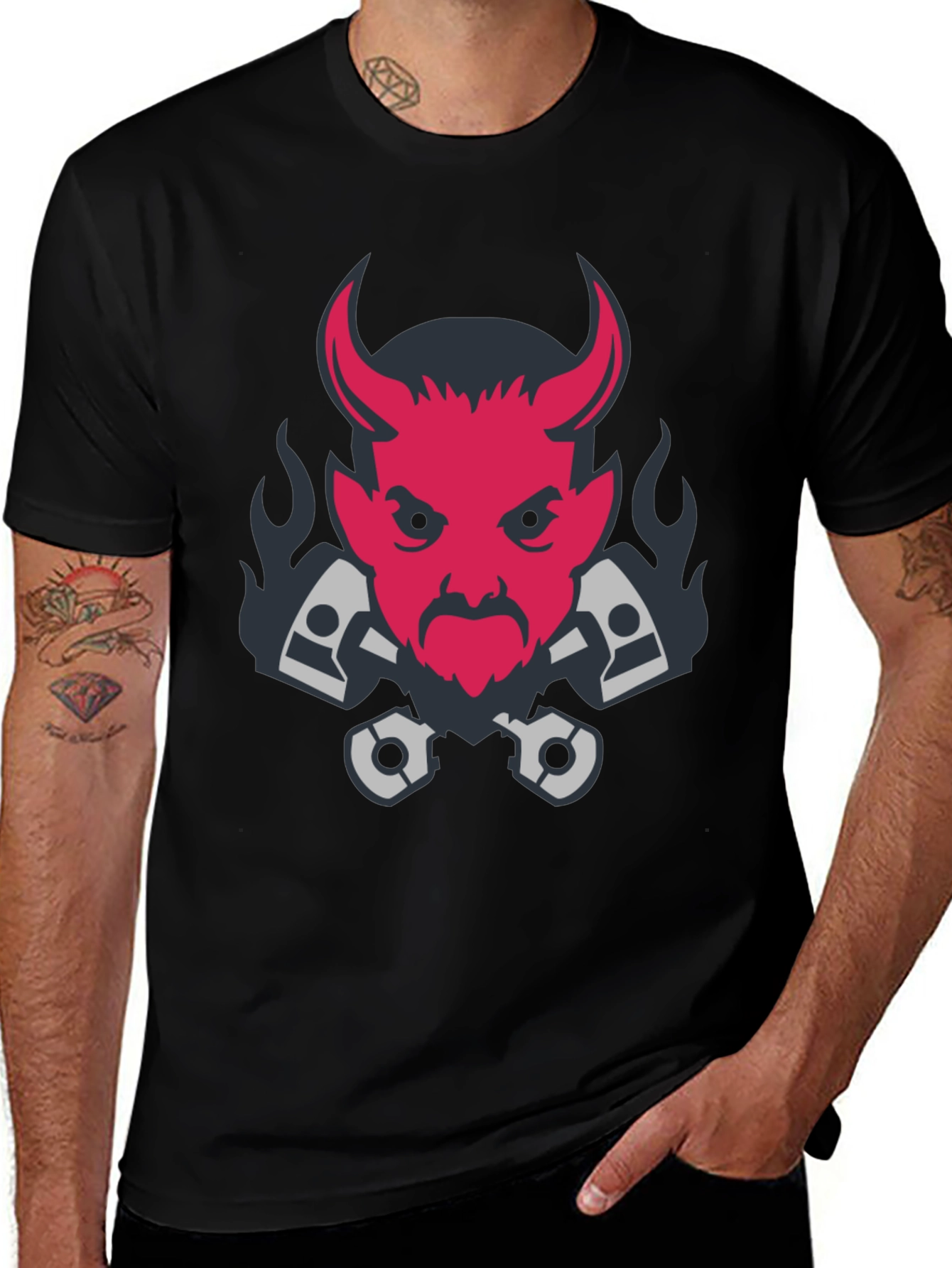 Variant 17 of Devil & Pistons Graphic Tee - Black Cotton T-Shirt