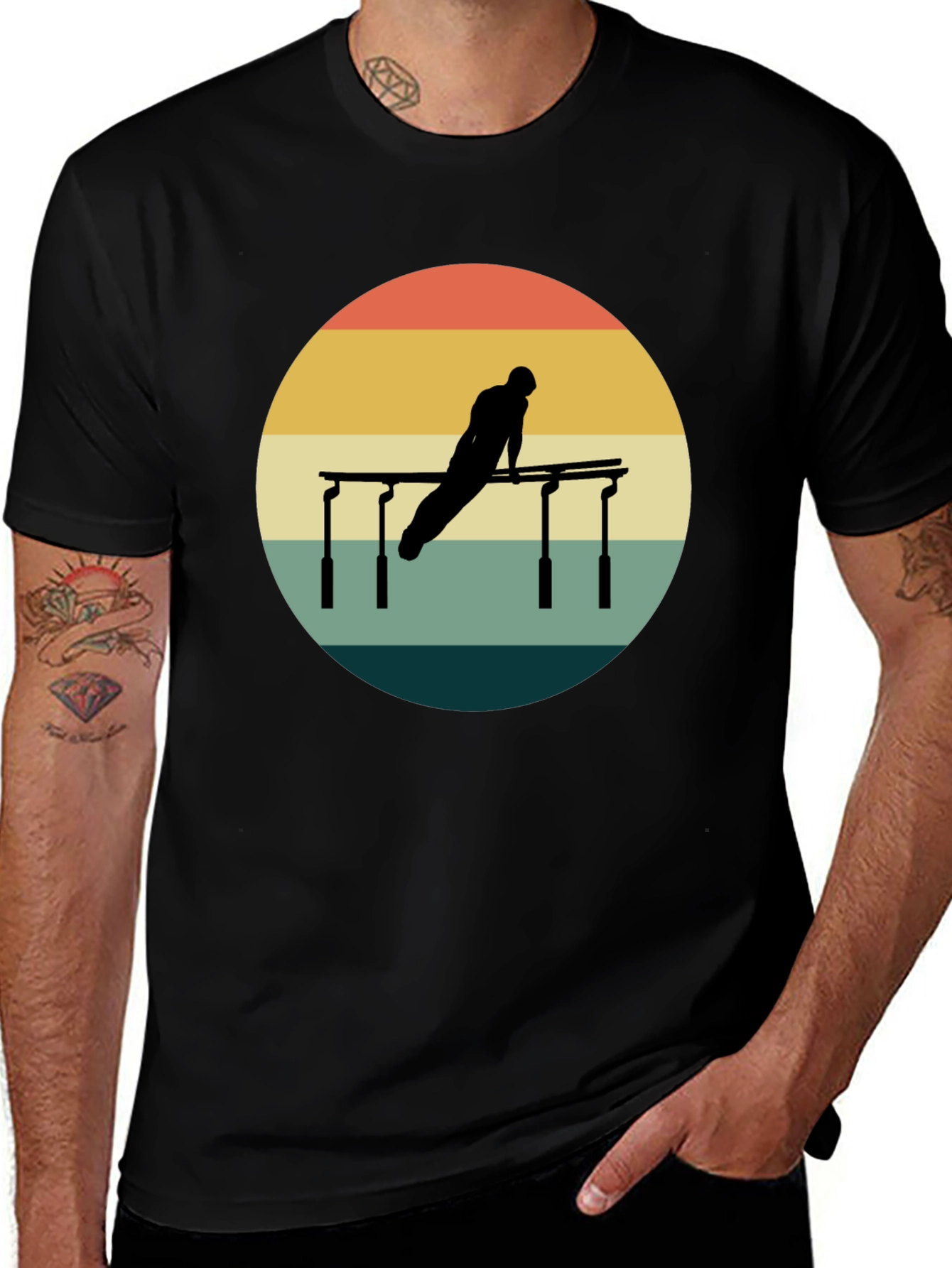 Variant 16 of Gymnast Parallel Bars Retro T-Shirt